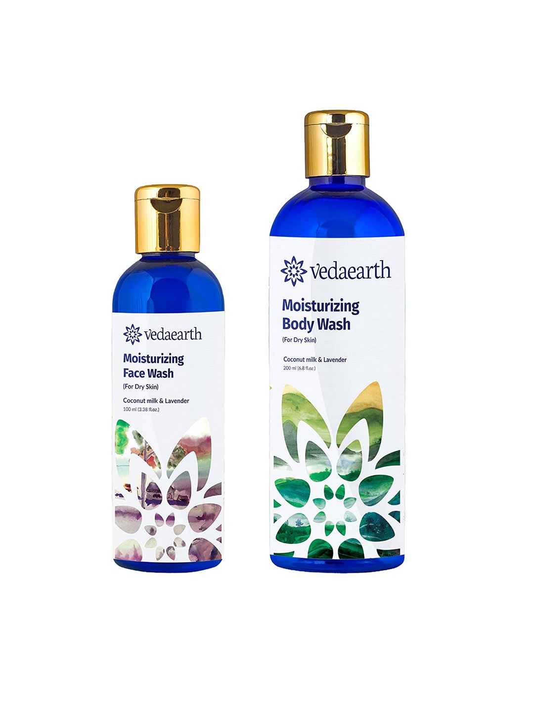

VEDAEARTH Pack of 2 Face Wash & Body Wash Rosemary & Lemon Skin Care Gift Set, Blue