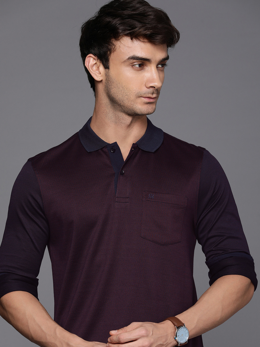 

Raymond Self Design Polo Collar Pure Cotton T-shirt, Burgundy