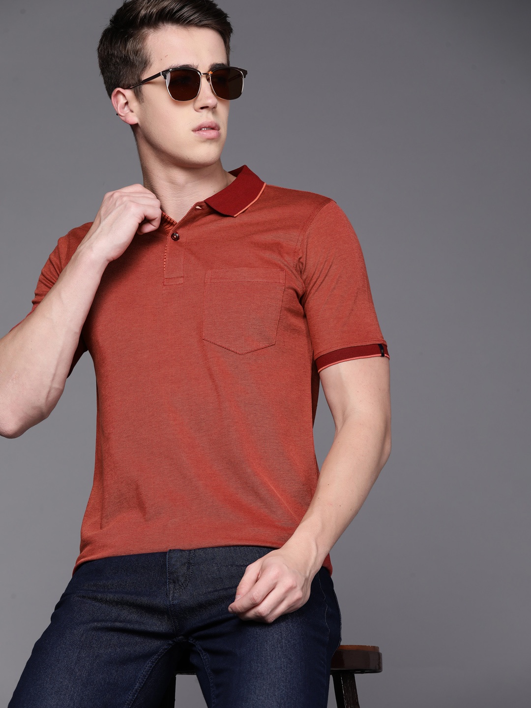 

Raymond Polo Collar Pure Cotton T-shirt, Rust