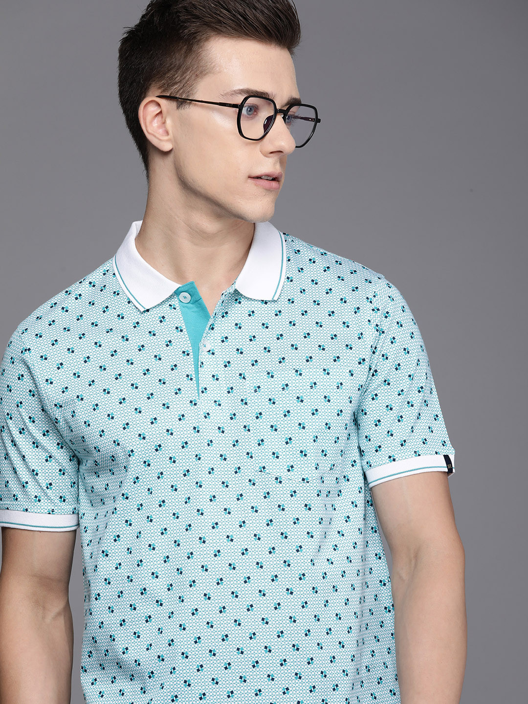

Raymond Printed Polo Collar Pure Cotton Pockets T-shirt, Blue