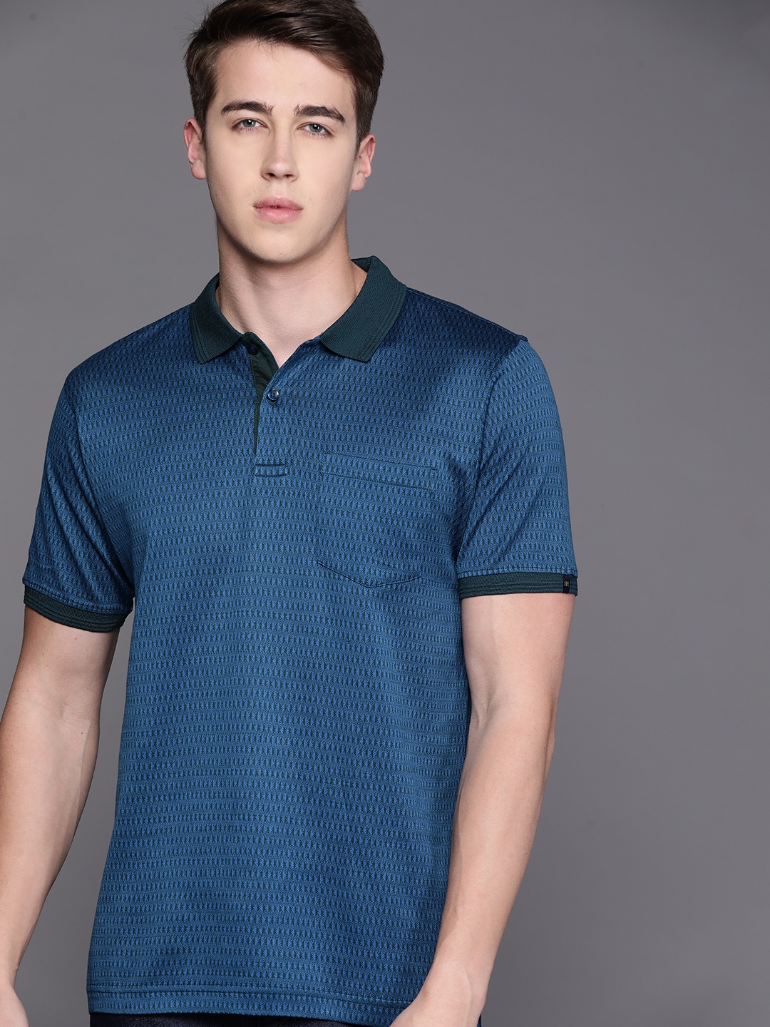 

Raymond Textured Polo Collar Pure Cotton T-shirt, Teal