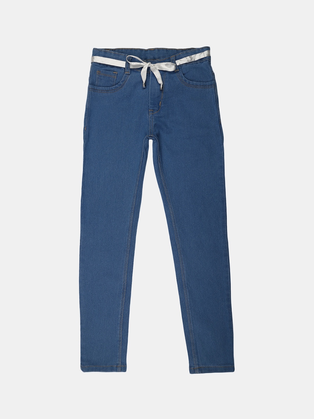 

V-Mart Girls Solid Cotton Regular Fit Jeans, Blue