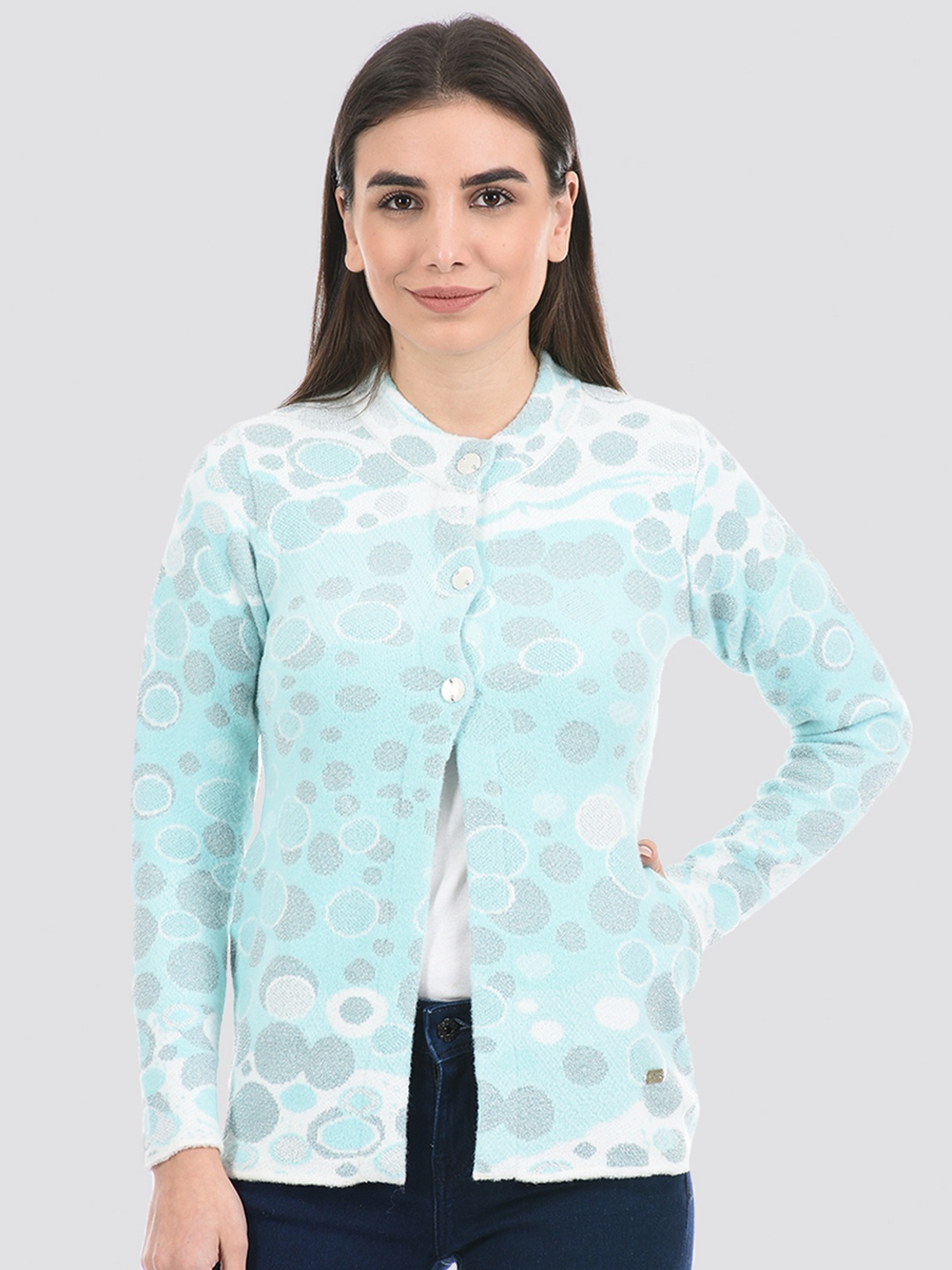 

Cloak & Decker by Monte Carlo Women Geometric Printed Acrylic Cardigan, Blue