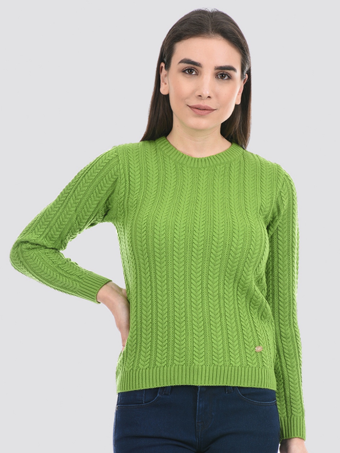 

Cloak & Decker by Monte Carlo Women Ribbed Acrylic Pullover Sweater, Green