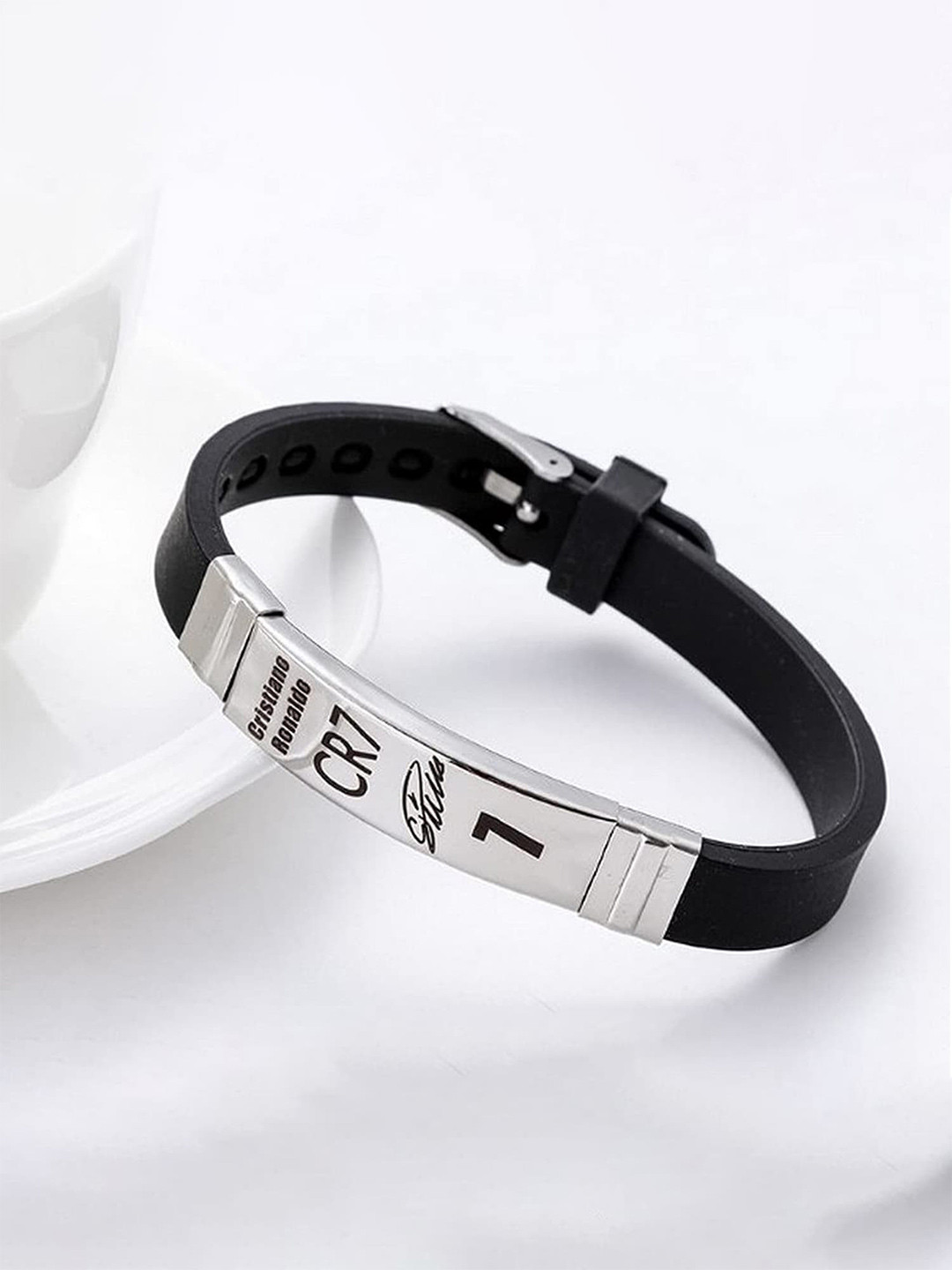 

Yellow Chimes Men Stainless Steel Wraparound Bracelet, Black