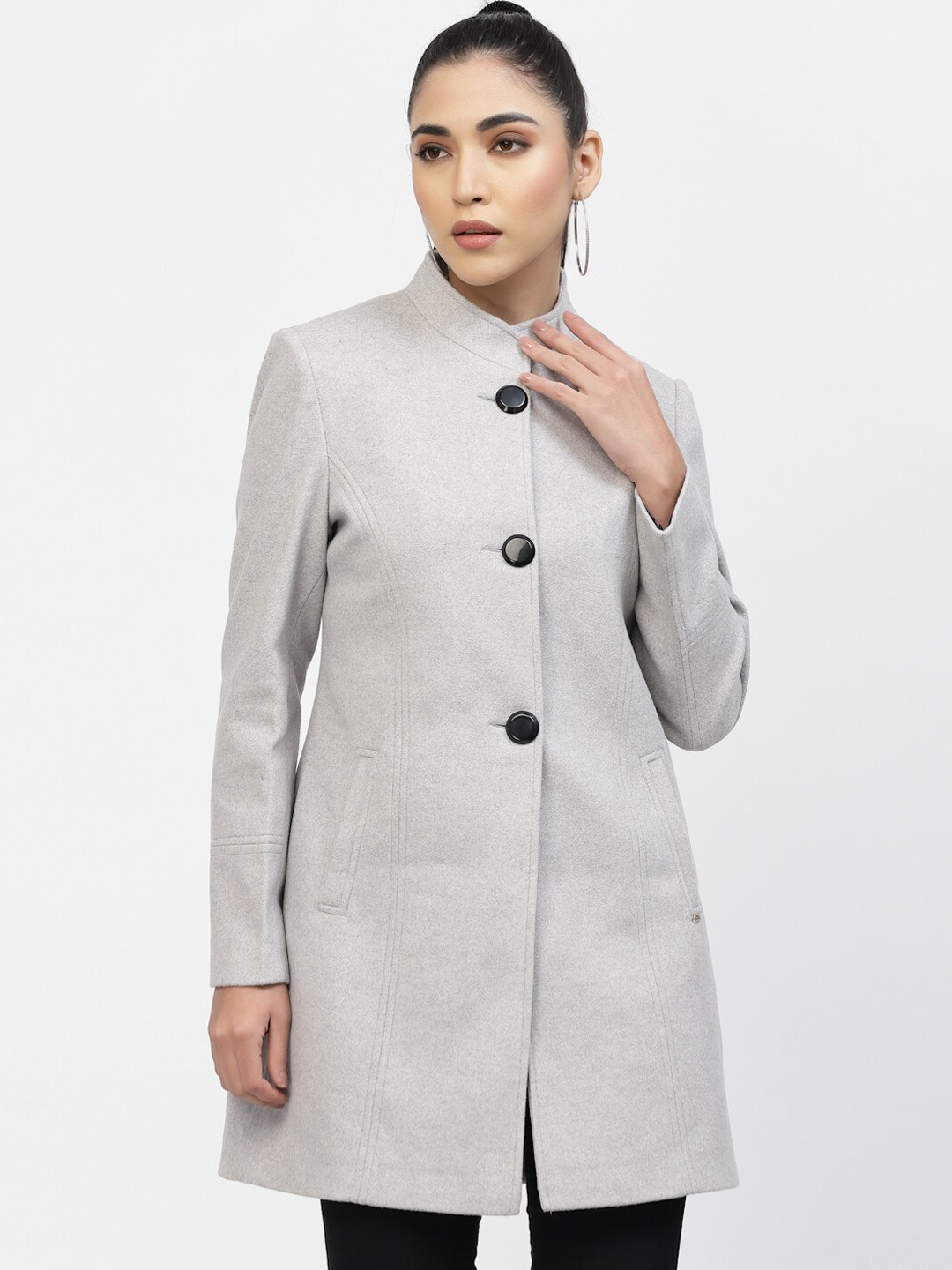 

Juelle Women Single-Breasted Overcoat, Grey