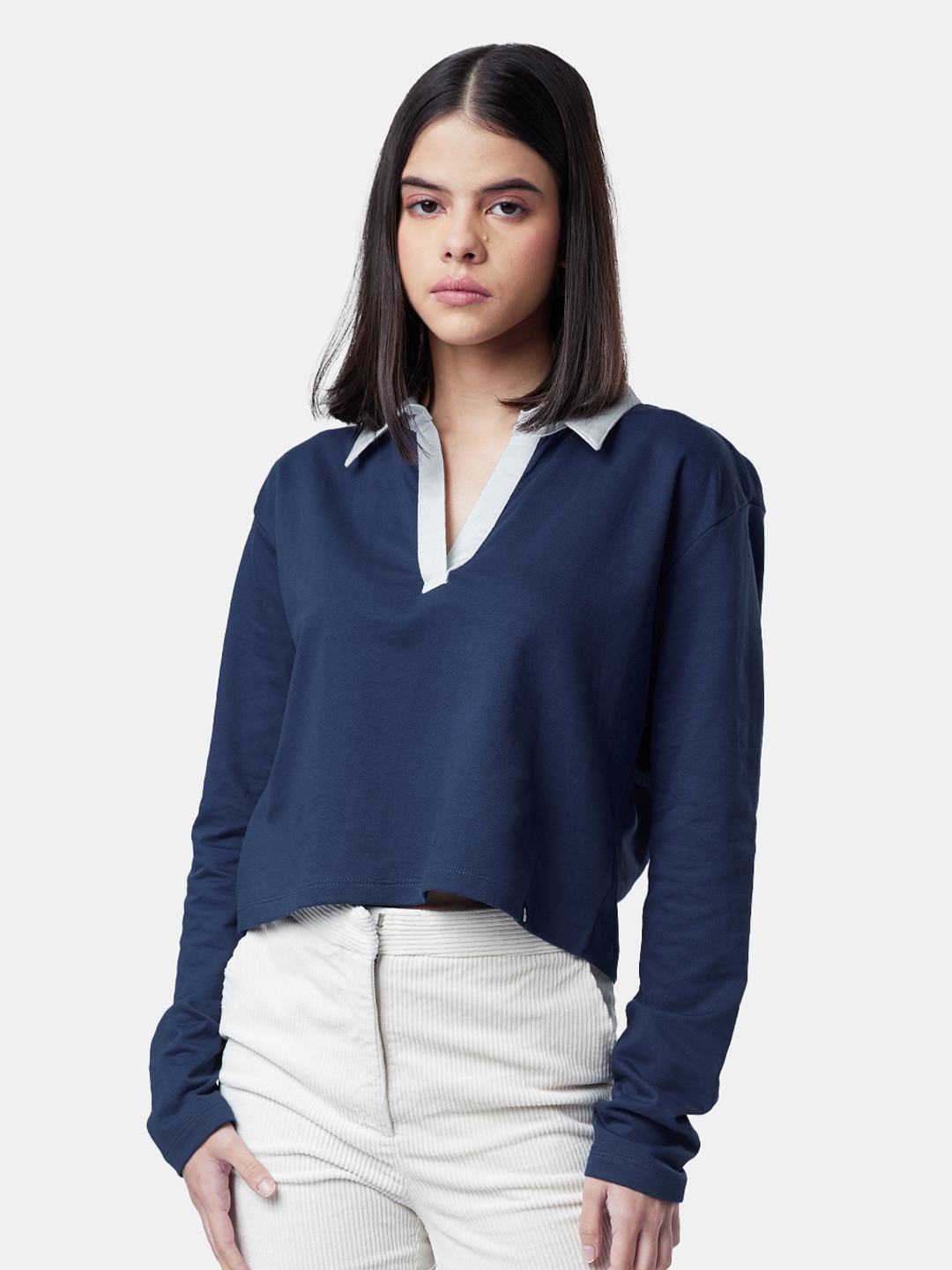 

The Souled Store Regular Pure Cotton Crop Top, Navy blue