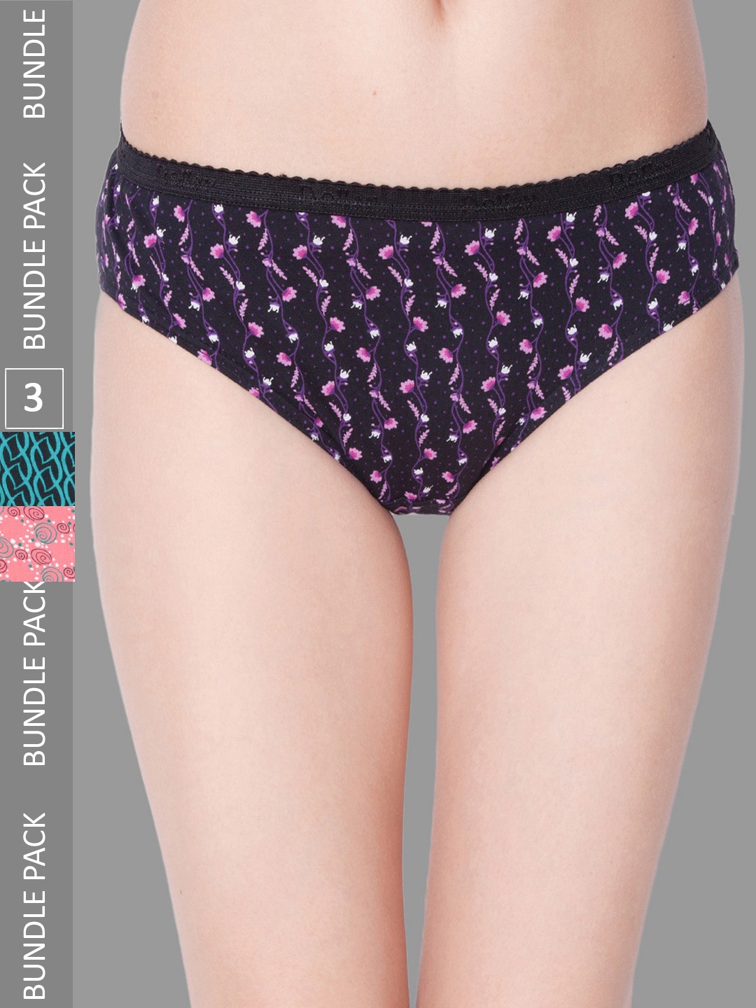 

Dollar Missy Pack of 3 Deep Printed Outer Elasticated Hipster Panty MMBB-101P-ASST03-PO3, Assorted