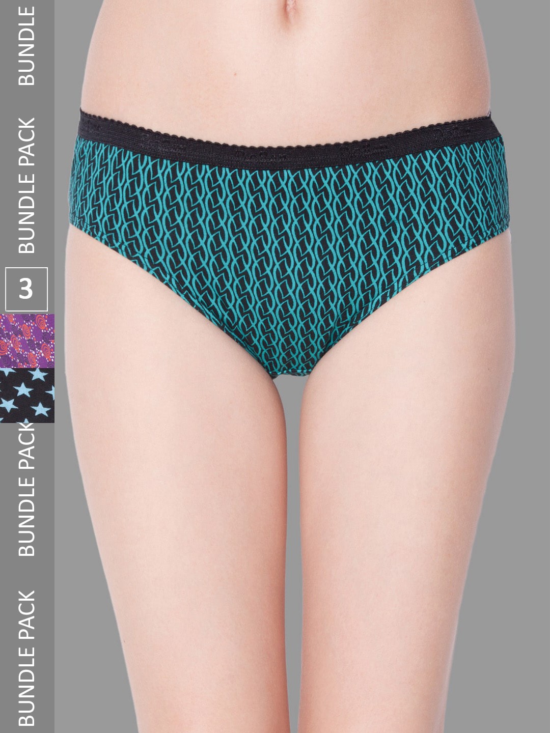 

Dollar Missy Women Pack Of 3 Assorted Cotton Anti Microbial Hipster Briefs