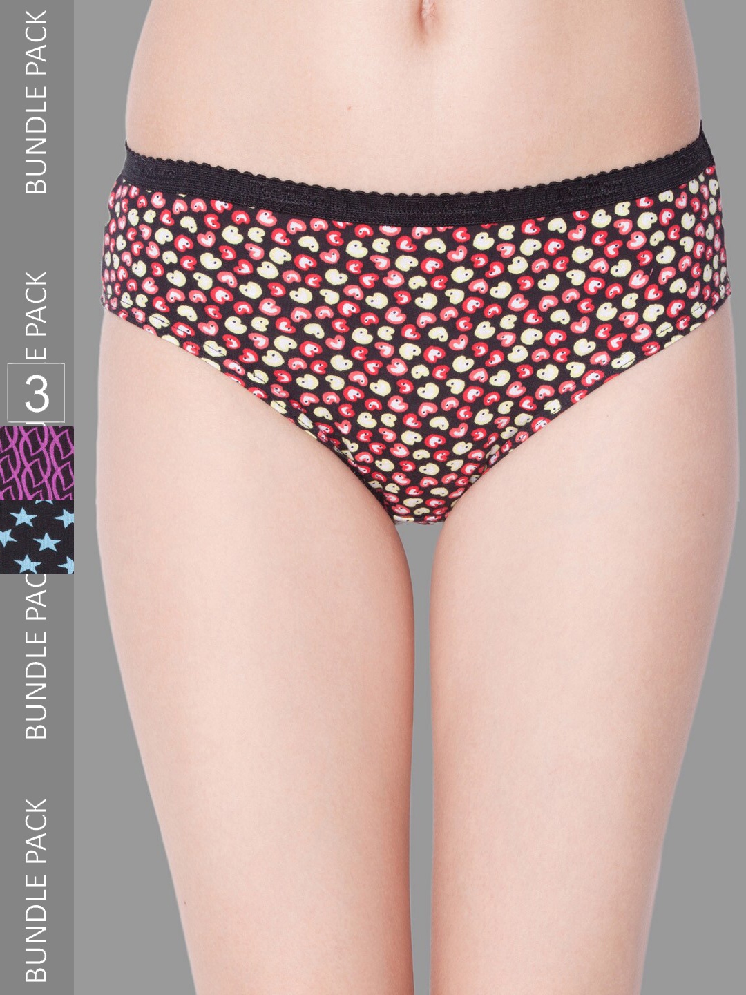 

Dollar Missy Pack of 3 Deep Printed Outer Elasticated Hipster Panty MMBB-101P-ASST02-PO3, Assorted
