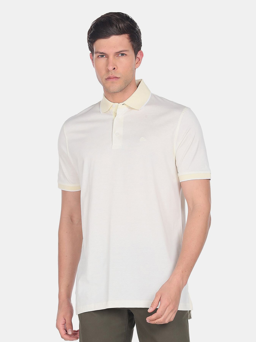 

Arrow Men Polo Collar Mercerised Cotton T-shirt, Off white