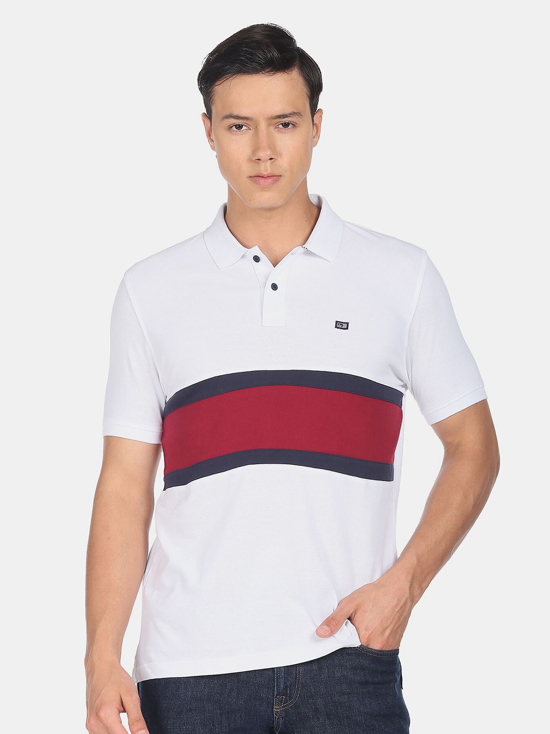 

Arrow Sport Men Colourblocked Polo Collar T-shirt, White