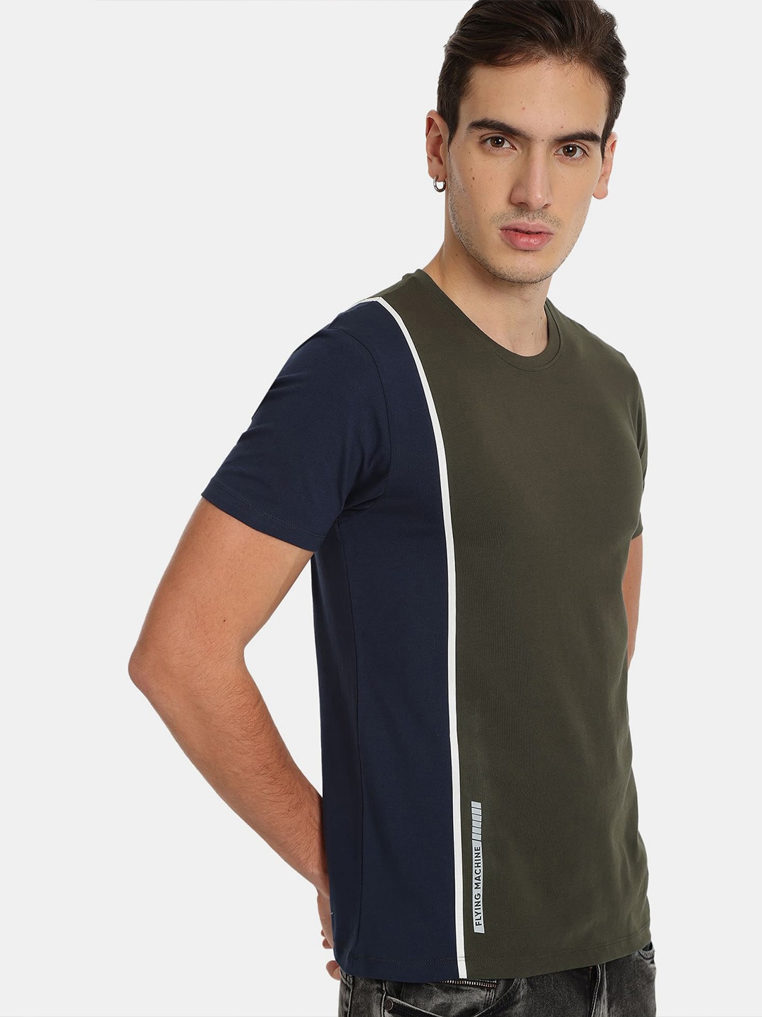 

Flying Machine Cut And Sew Colour Block T-Shirt, Green