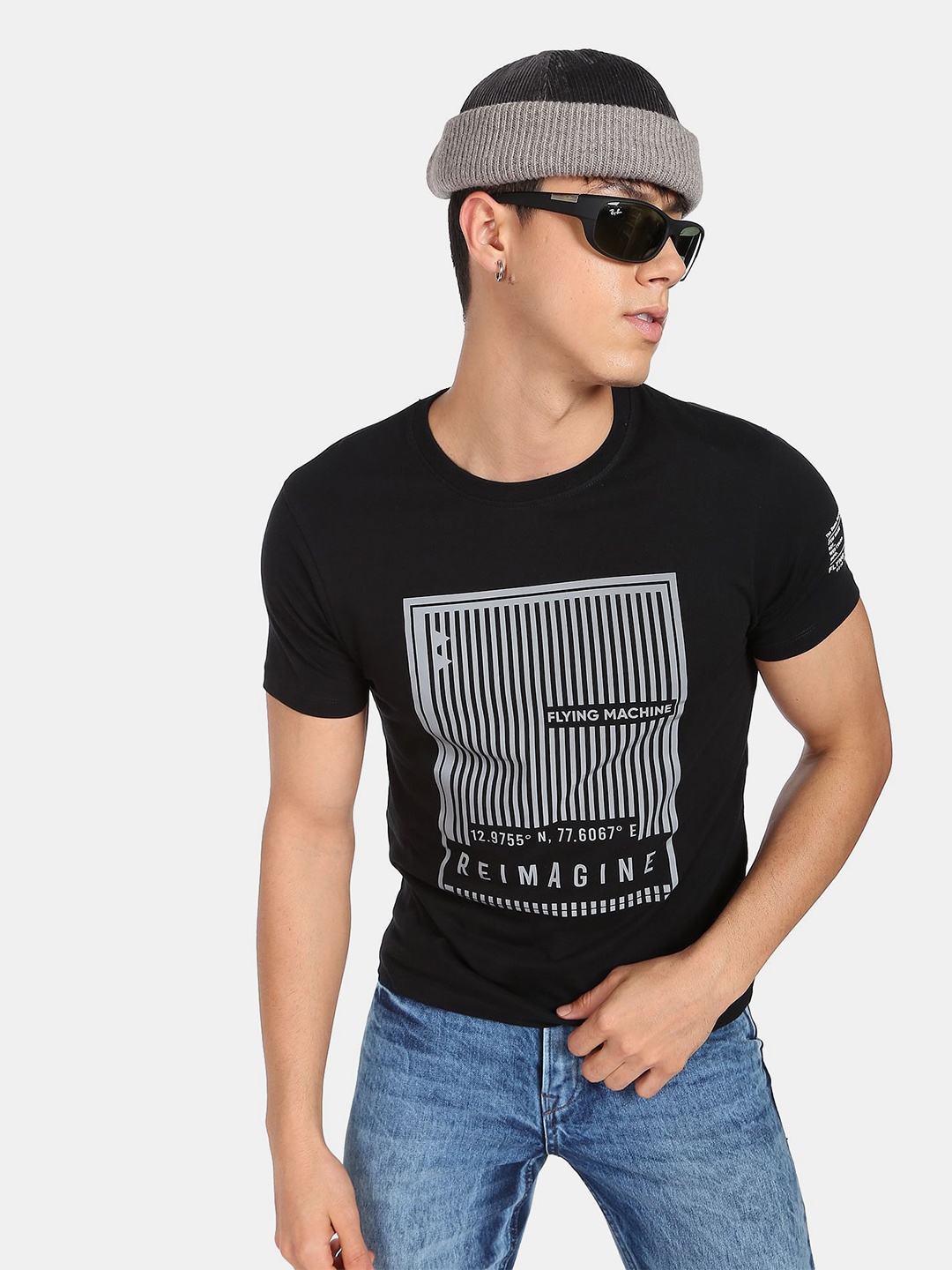 

Flying Machine Slim Fit Graphic Print T-Shirt, Black