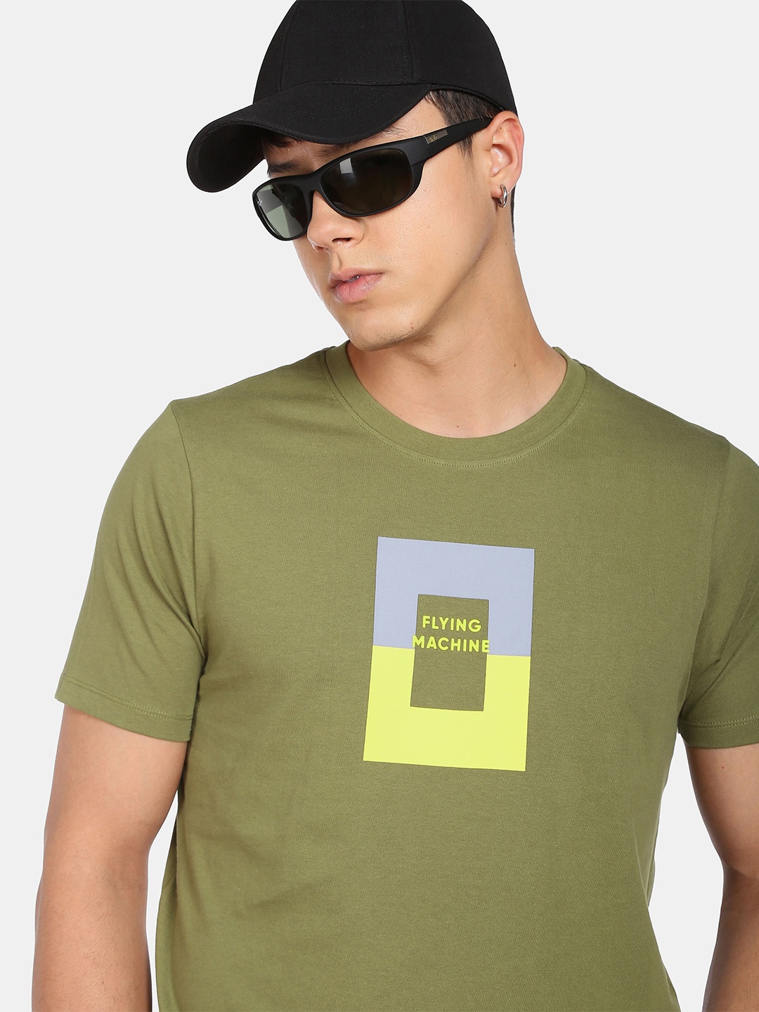

Flying Machine Crew Neck Graphic Print T-Shirt, Green