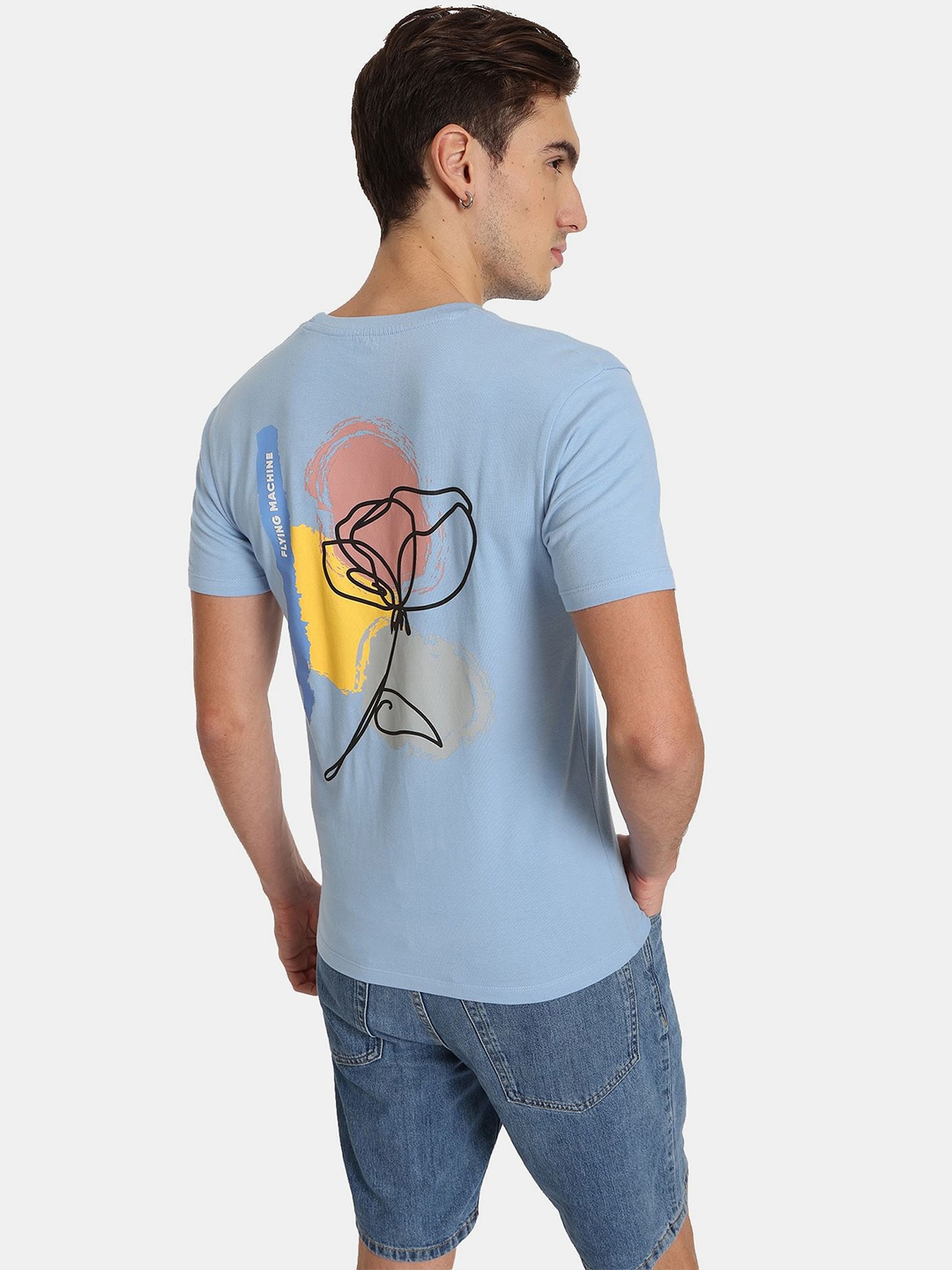 

Flying Machine Crew Neck Graphic Print T-Shirt, Blue