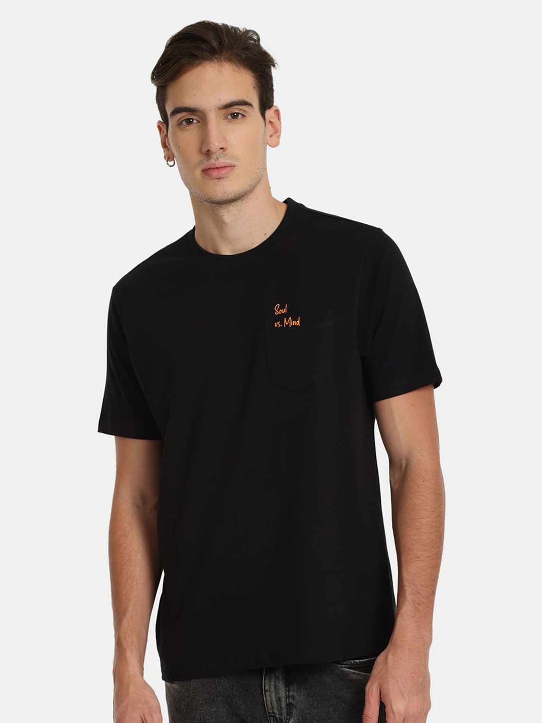 

Flying Machine Men Printed Slim Fit T-shirt, Black
