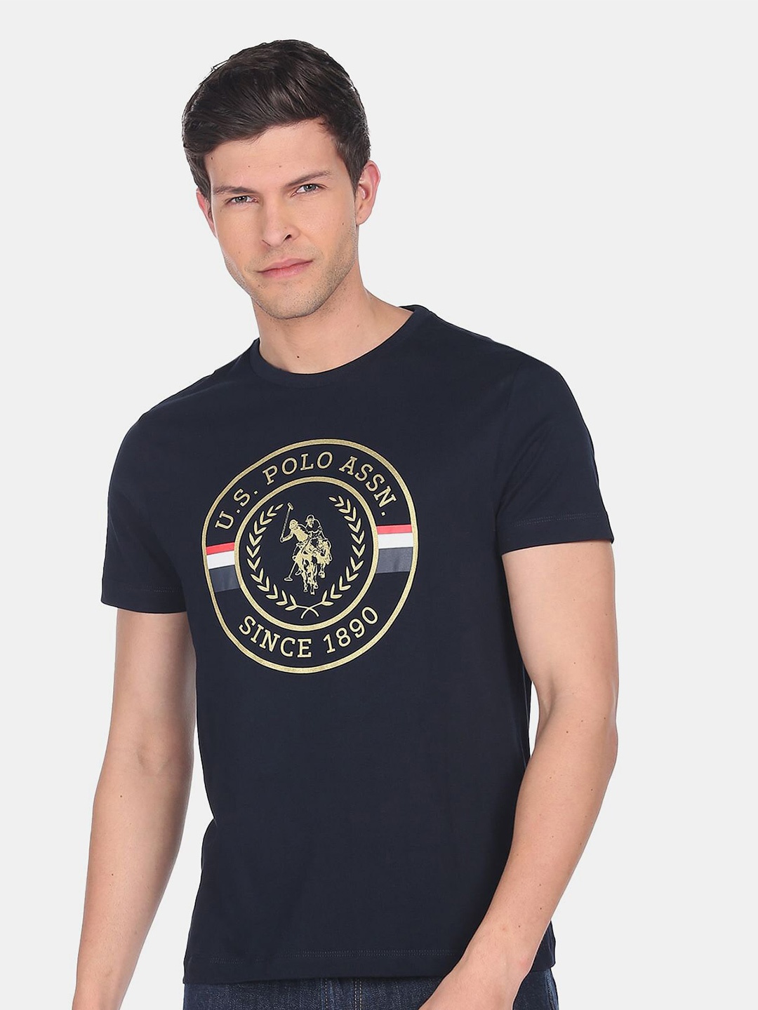 

U S Polo Assn Men Printed Slim Fit T-shirt, Blue