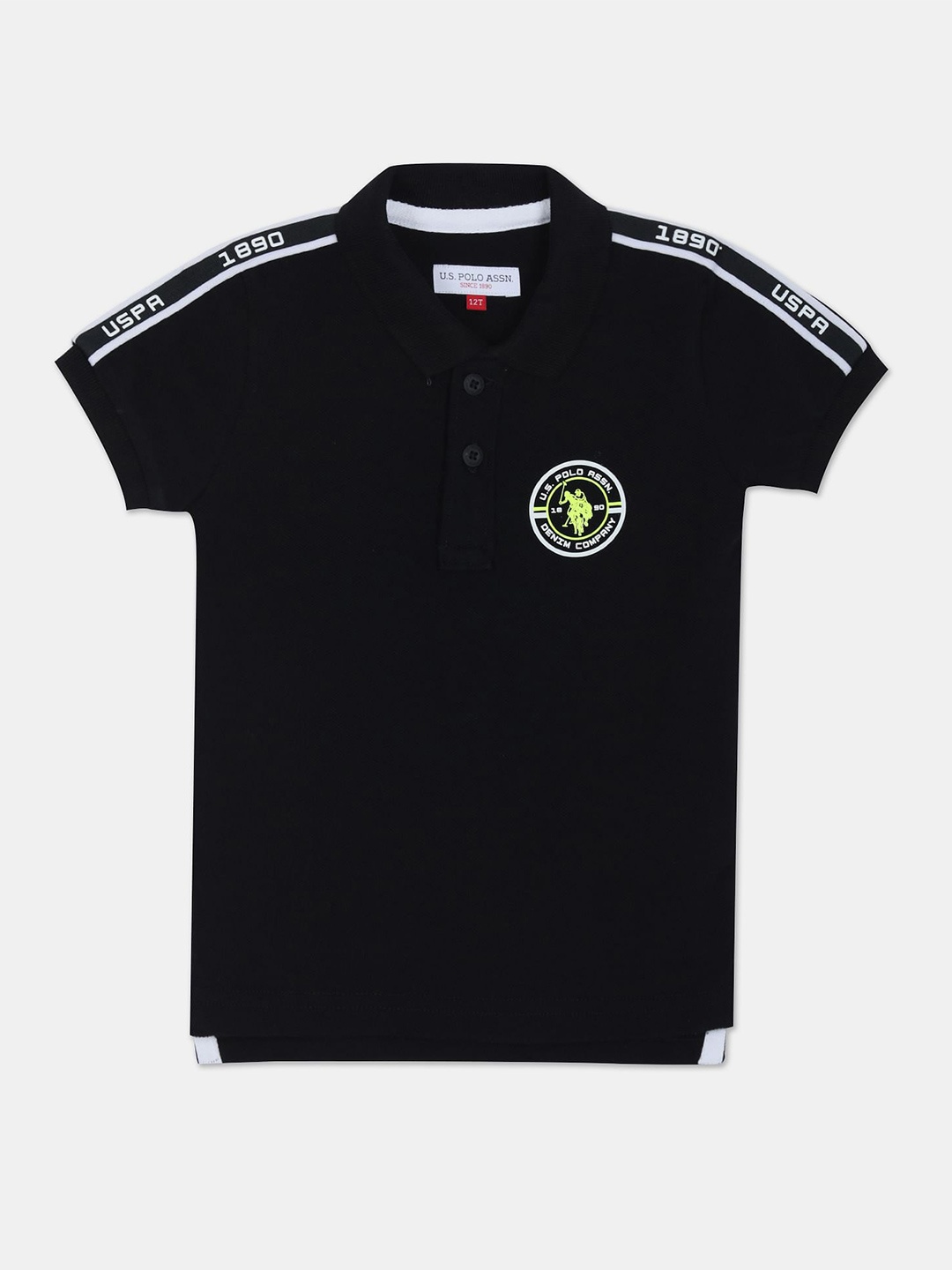

U.S. Polo Assn. Boys Brand Logo Printed Henley Neck Cotton T-shirt, Black