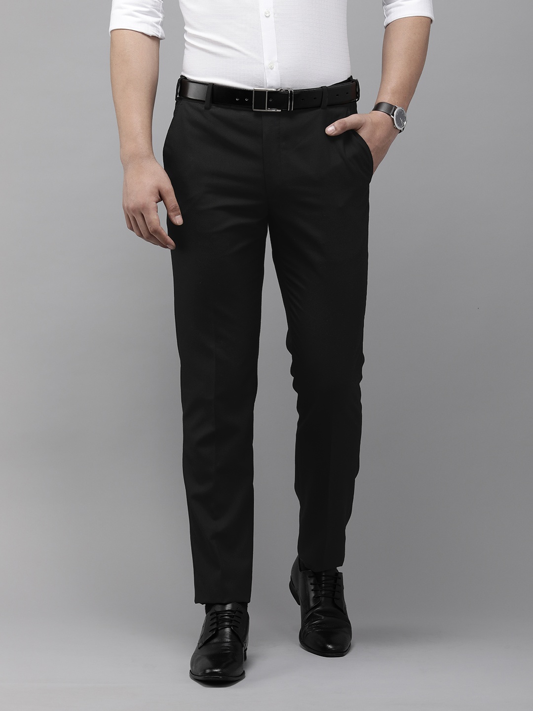 

Park Avenue Men Solid Smart Fit Formal Trouser, Black