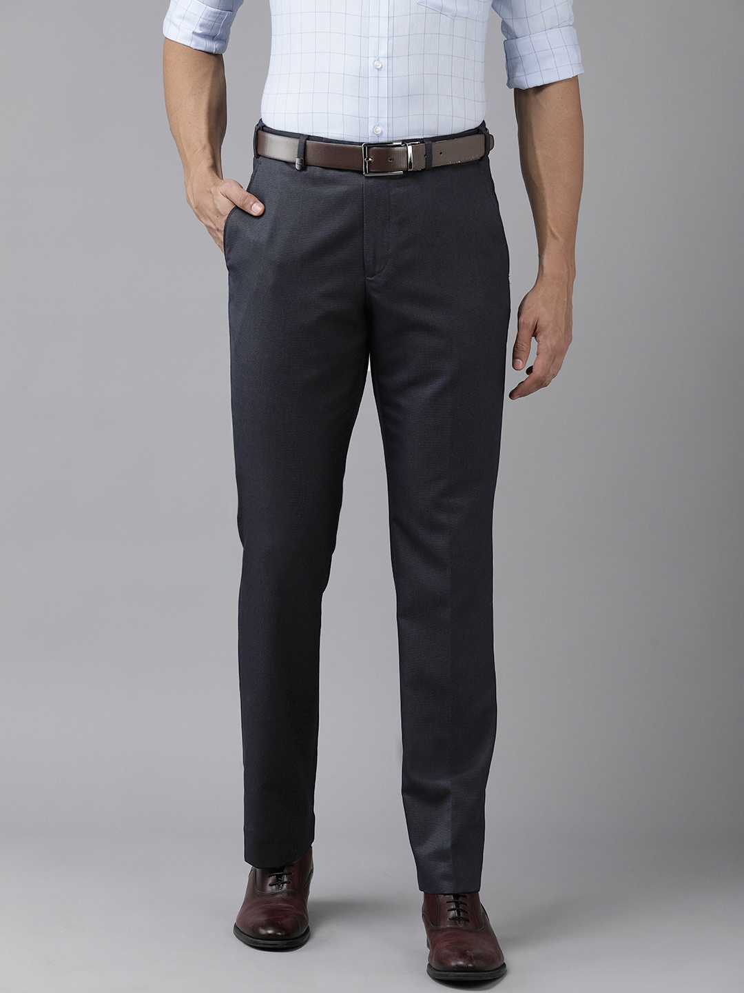 

Park Avenue Men Mid-Rise Smart Trousers, Blue