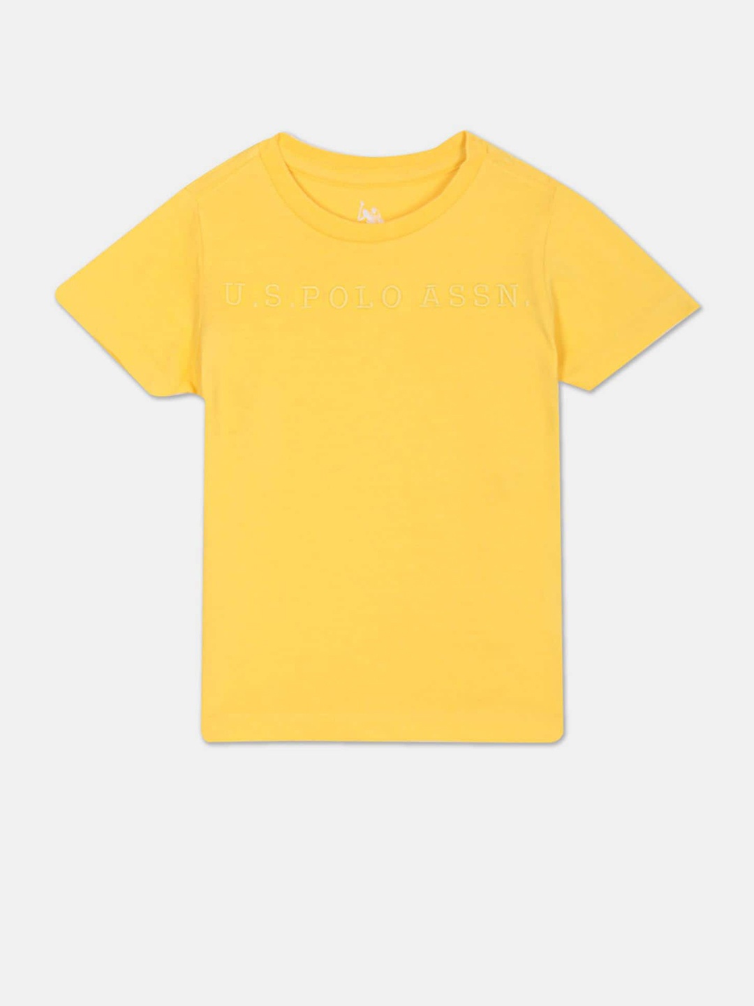 

U.S. Polo Assn. Kids Boys Typography Embroidered Pure Cotton T-shirt, Yellow