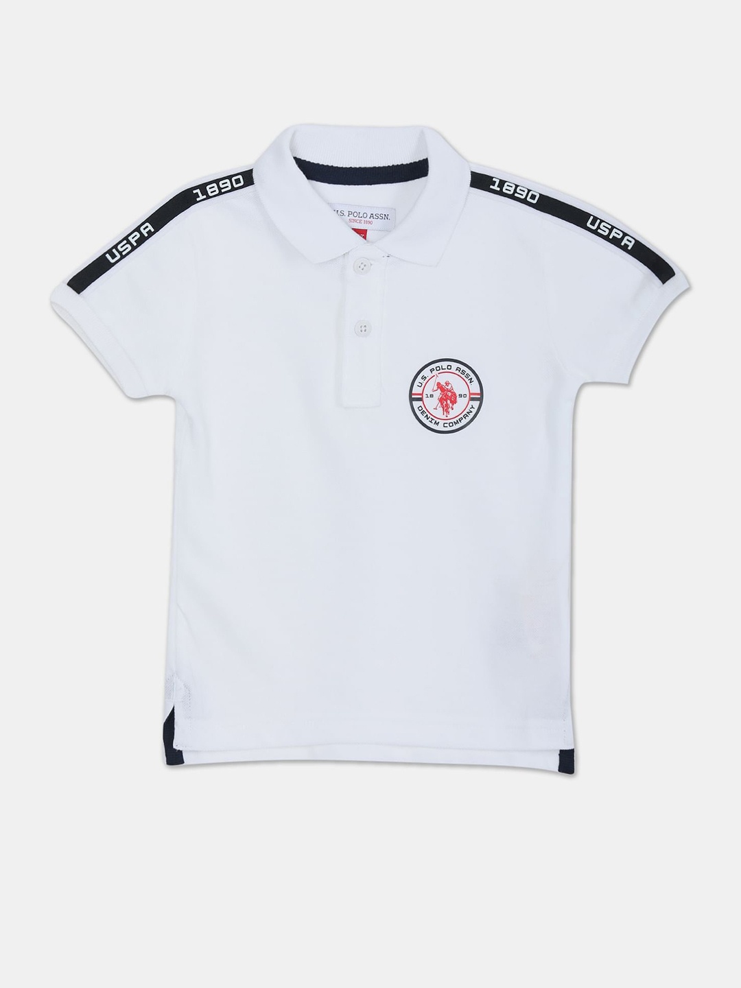 

U.S. Polo Assn. Kids Boys Brand Logo Polo Collar Cotton T-shirt, White
