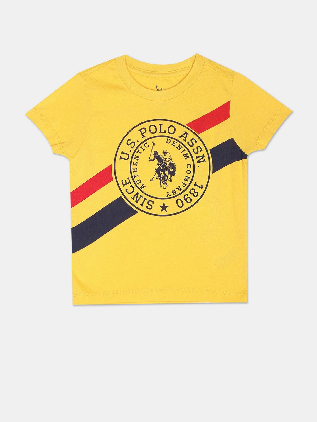 

U.S. Polo Assn. Kids Boys Printed Cotton T-shirt, Yellow