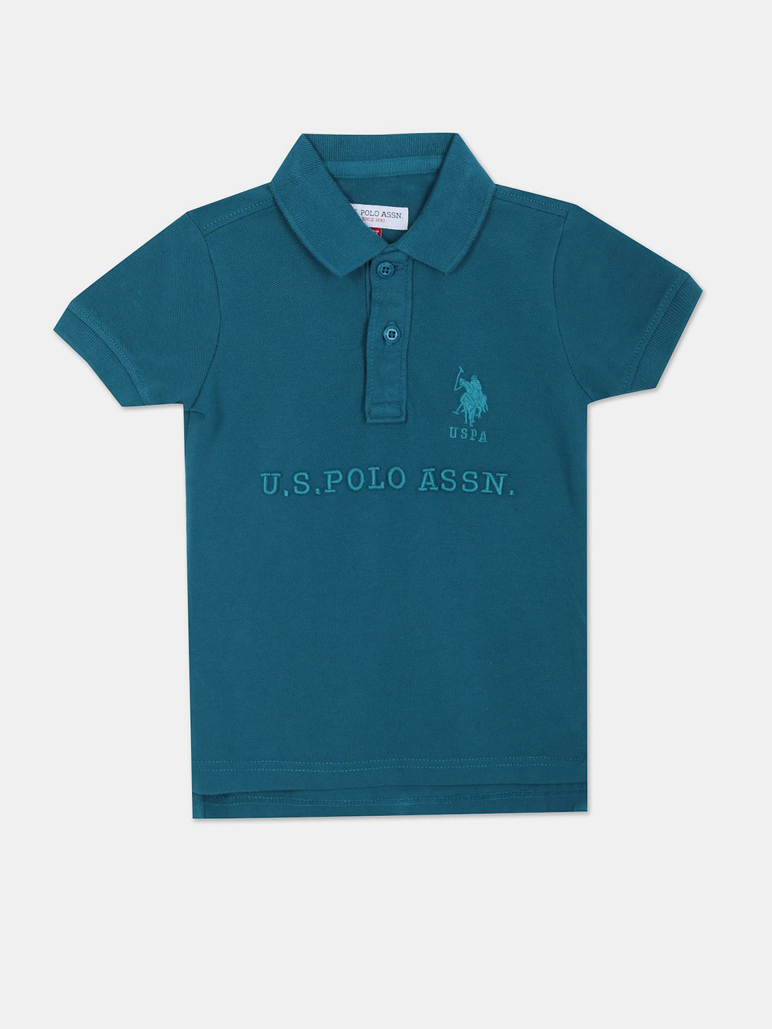 

U.S. Polo Assn. Kids Boys Typography Polo Collar Cotton T-shirt, Teal