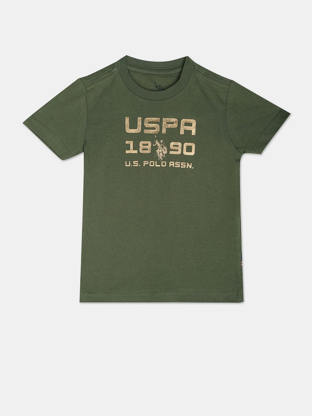 

U.S. Polo Assn. Kids Boys Typography Printed Pure Cotton T-shirt, Olive