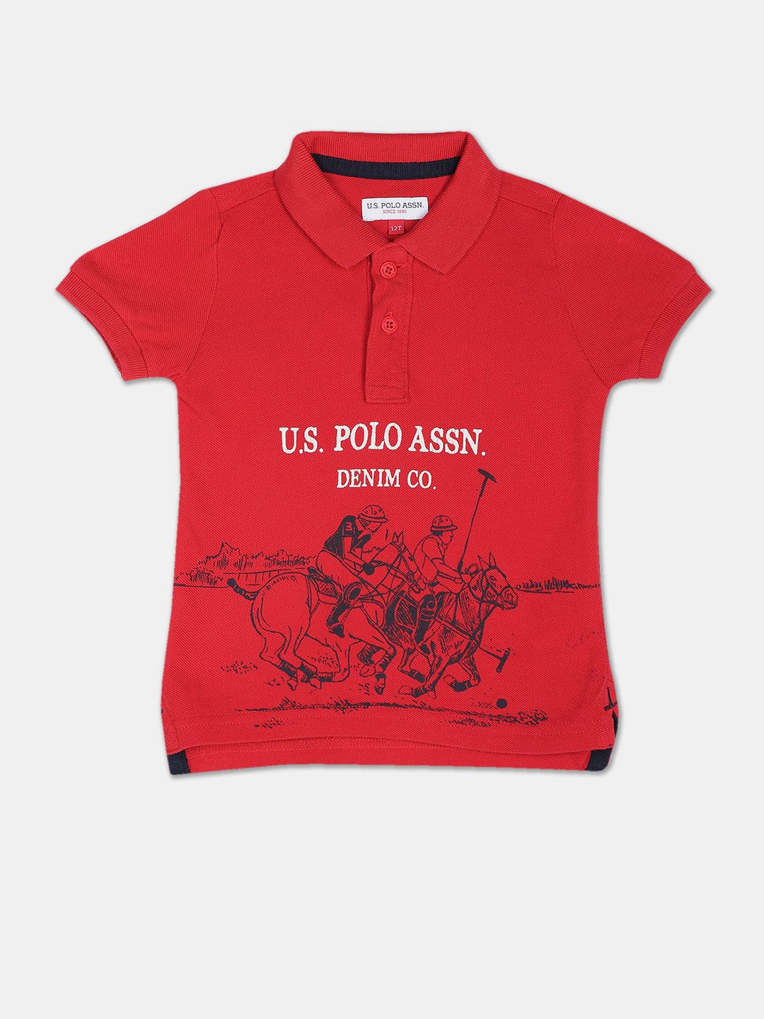 

U.S. Polo Assn. Kids Boys Printed Polo Collar Cotton T-shirt, Red