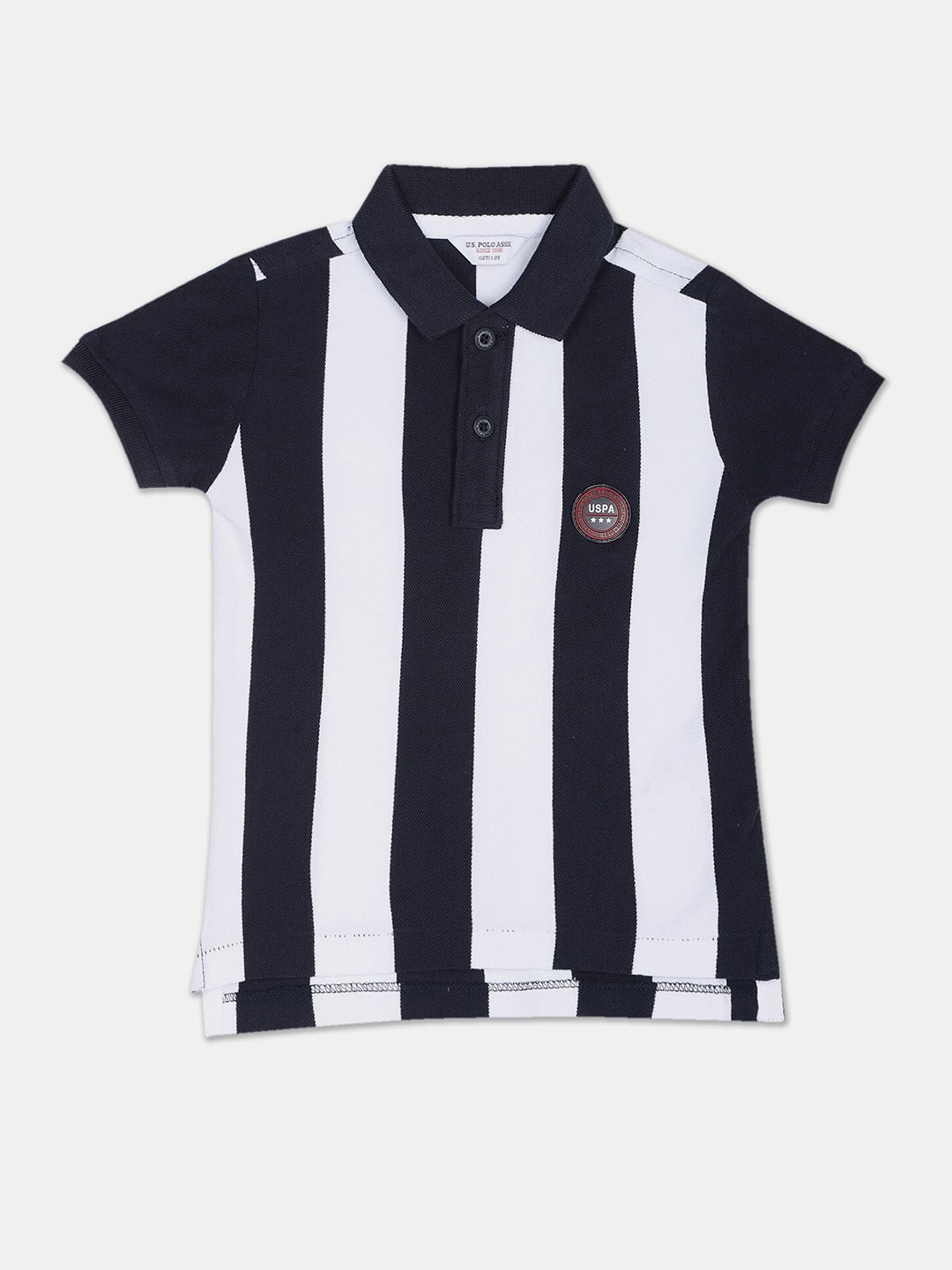 

U.S. Polo Assn. Kids Boys Striped Polo Collar Cotton T-shirt, Blue