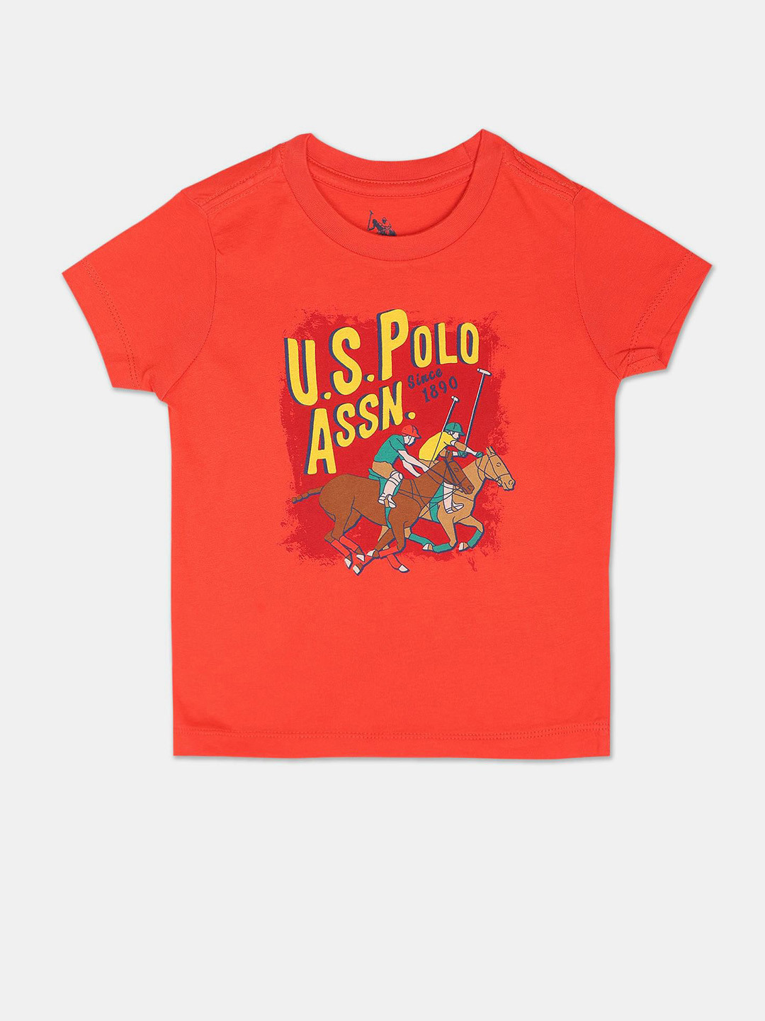 

U.S. Polo Assn. Kids Boys Typography Printed Pure Cotton T-shirt, Red