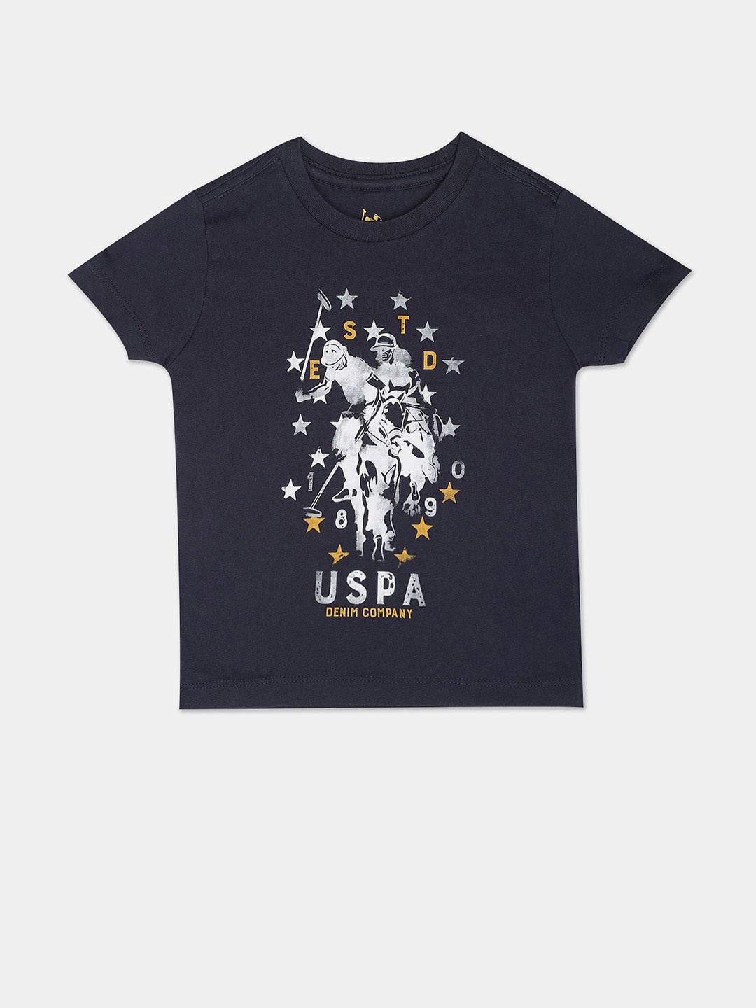 

U.S. Polo Assn. Kids Boys Printed Pure Cotton T-shirt, Blue