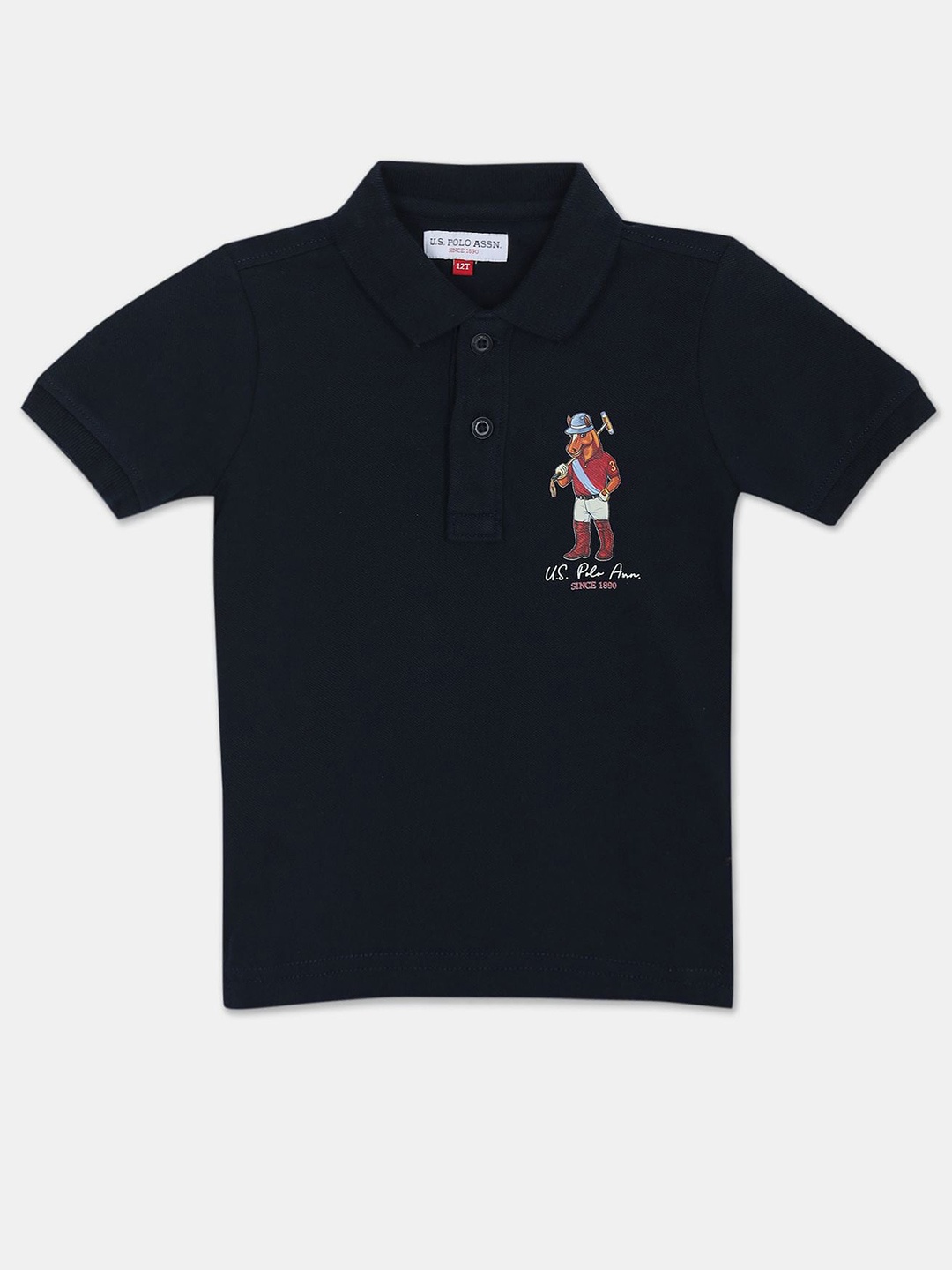 

U S Polo Assn Kids Boys Blue Polo Collar Applique T-shirt