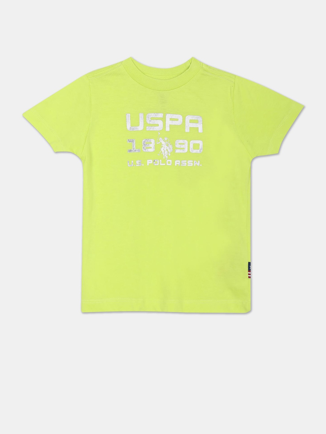 

U.S. Polo Assn. Kids Boys Brand Logo Printed Pure Cotton T-shirt, Lime green