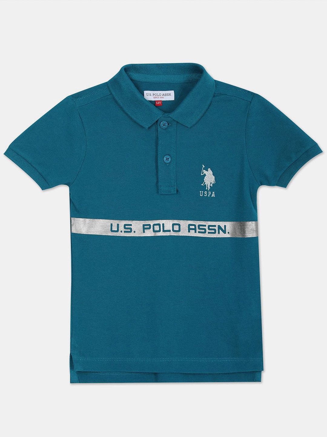 

U S Polo Assn Kids Boys Green Polo Collar T-shirt