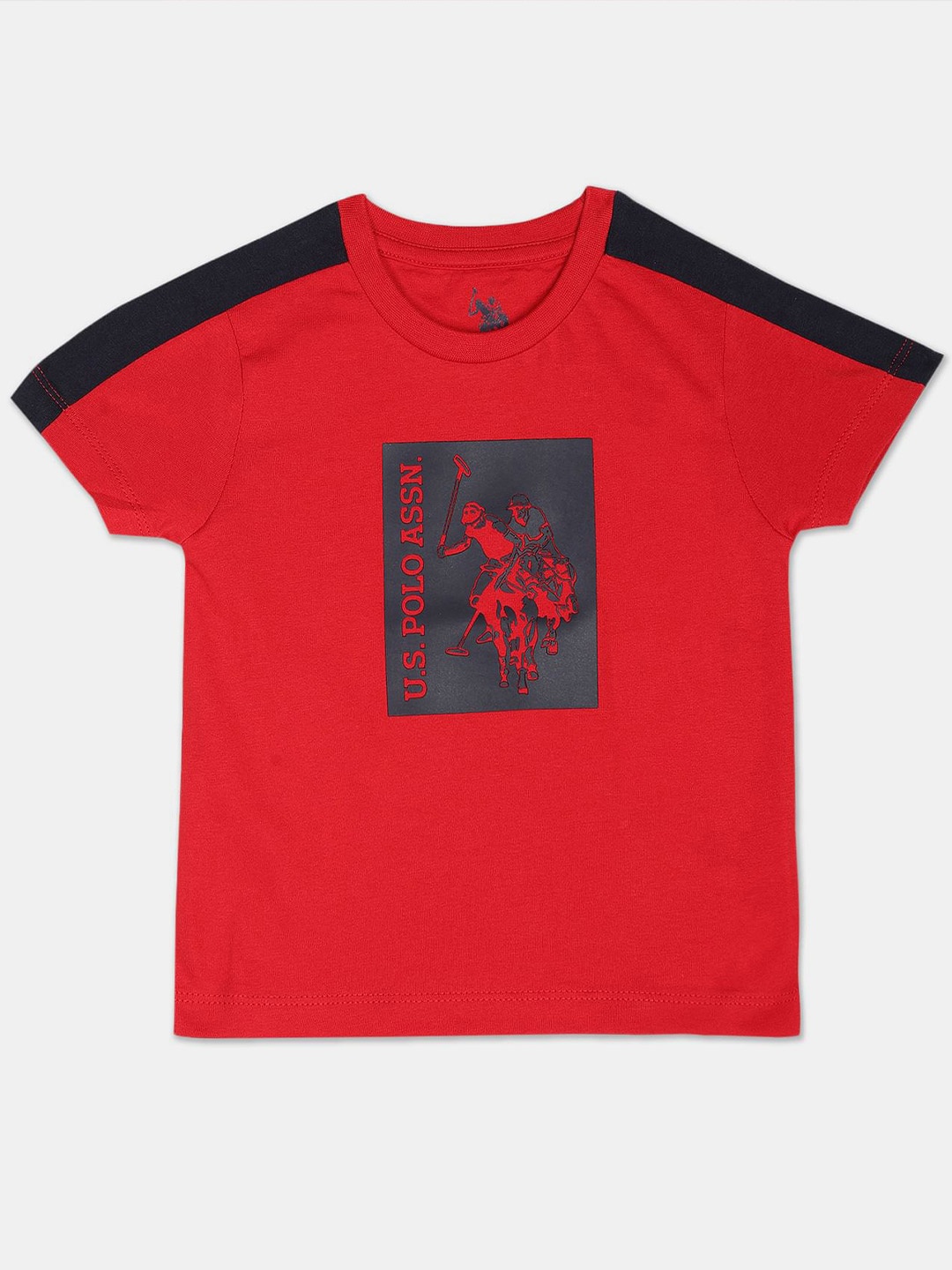 

U S Polo Assn Kids Boys Red Printed Applique T-shirt