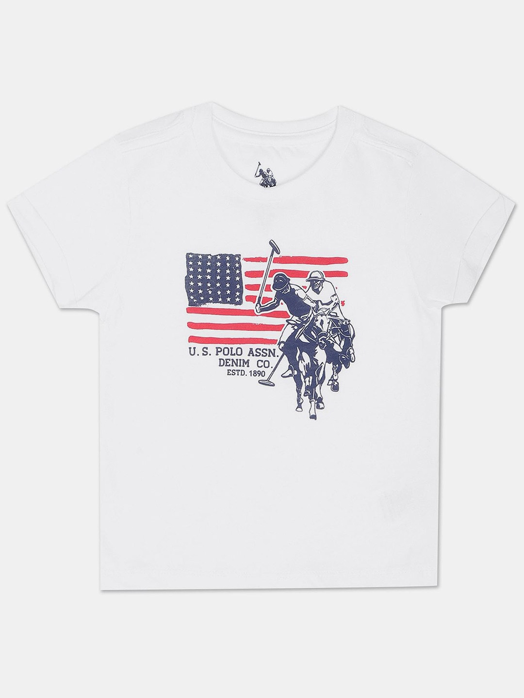 

U.S. Polo Assn. Kids Boys Graphic Printed Pure Cotton T-shirt, White