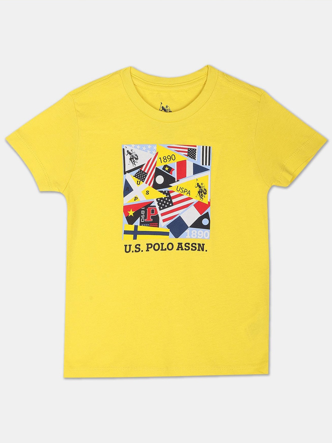 

U.S. Polo Assn. Kids Boys Graphic Printed Pure Cotton T-shirt, Yellow