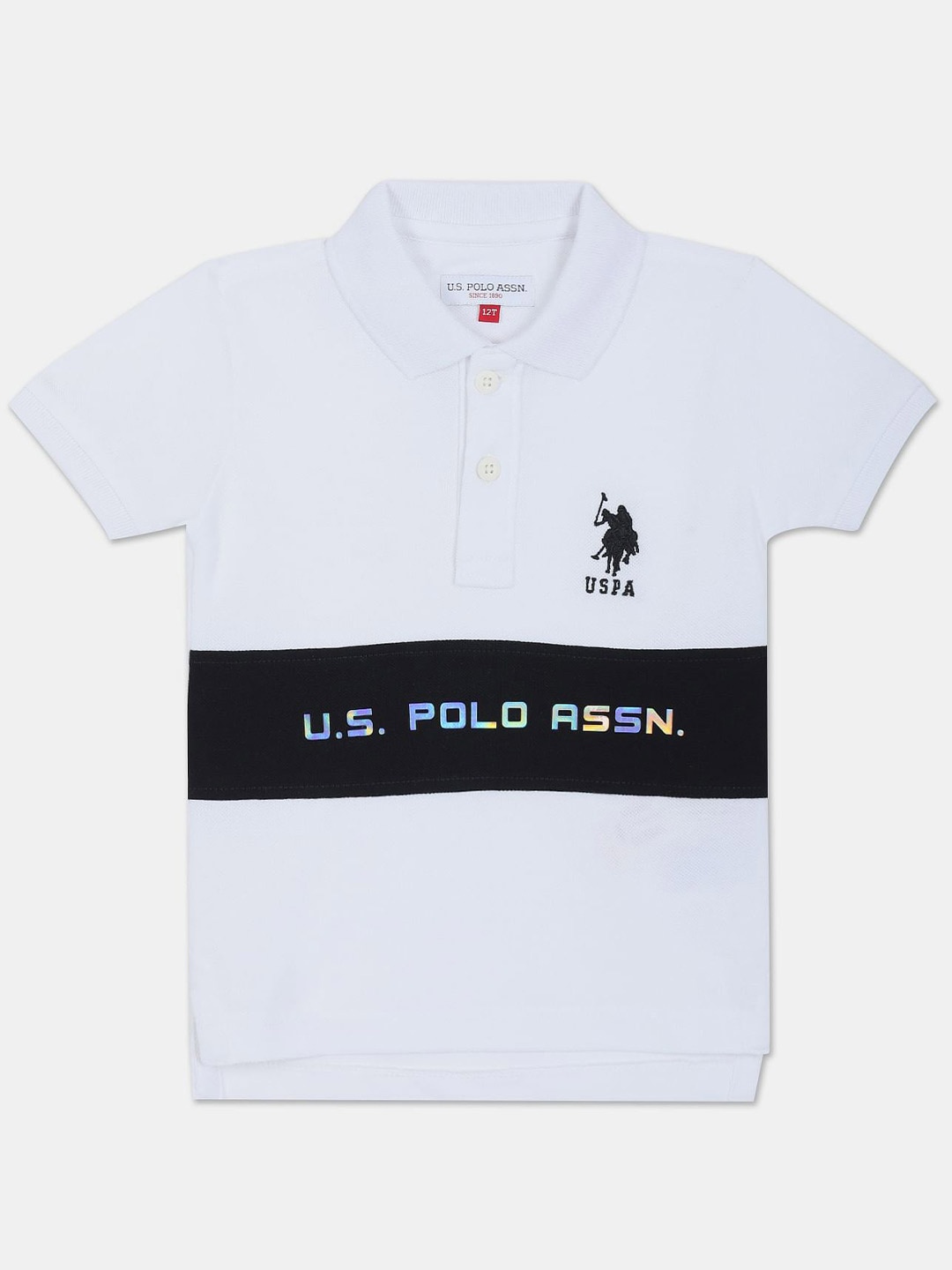 

U.S. Polo Assn. Kids Boys Striped Polo Collar Pure Cotton T-shirt, White