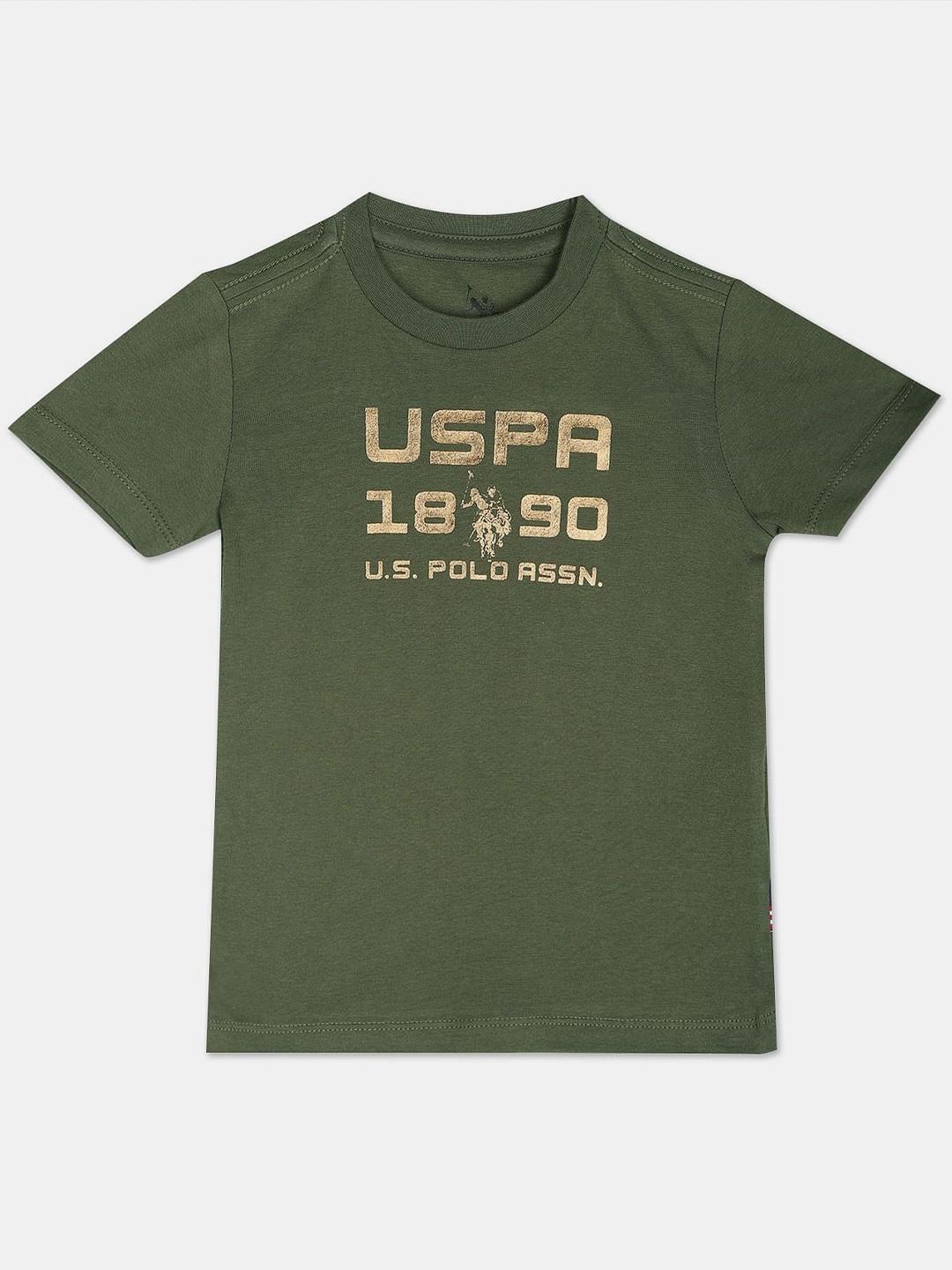 

U.S. Polo Assn. Kids Boys Typography Printed Cotton T-shirt, Green