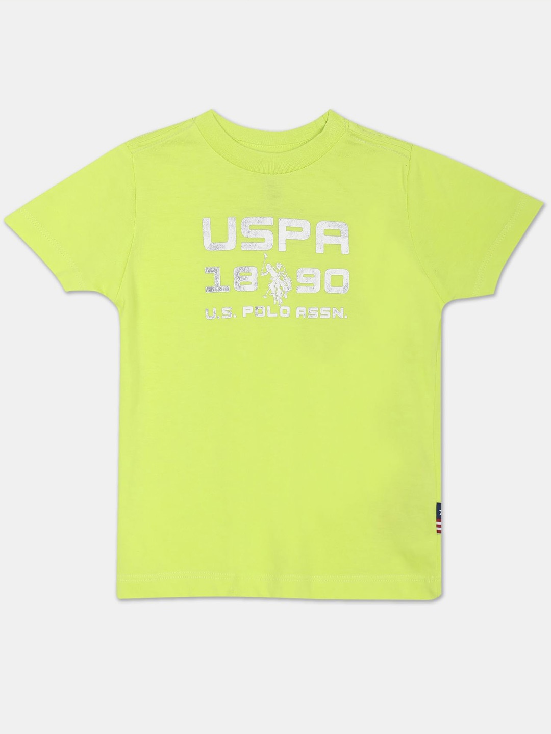 

U.S. Polo Assn. Kids Boys Typography Printed Cotton Regular Fit T-shirt, Lime green