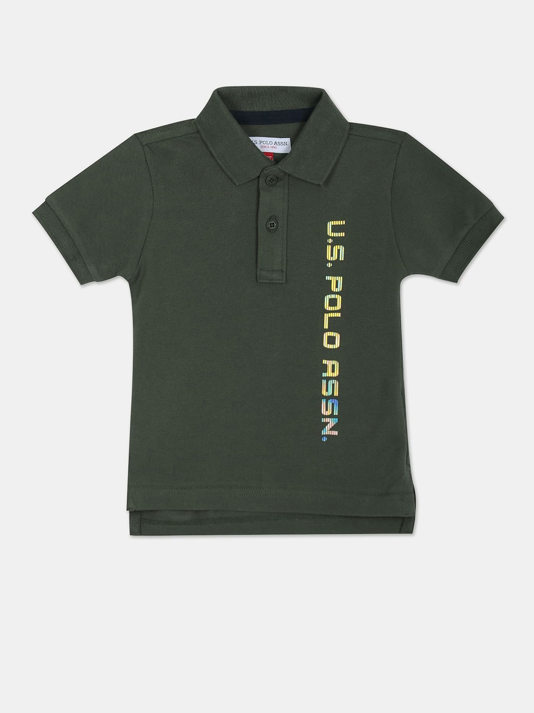 

U.S. Polo Assn. Kids Boys Typography Printed Polo Collar Pure Cotton T-shirt, Green