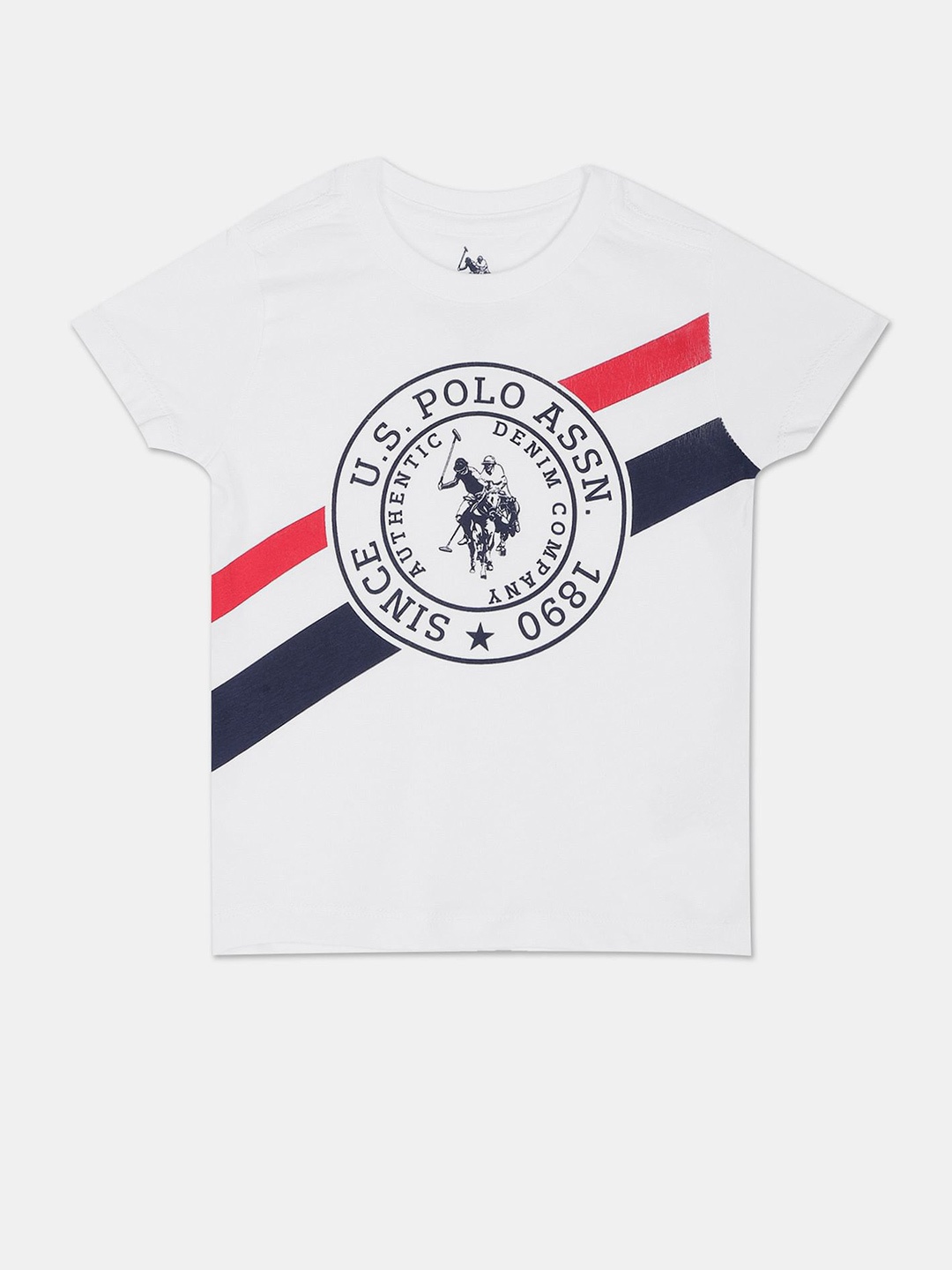 

U.S. Polo Assn. Kids Boys Printed Pure Cotton T-shirt, White