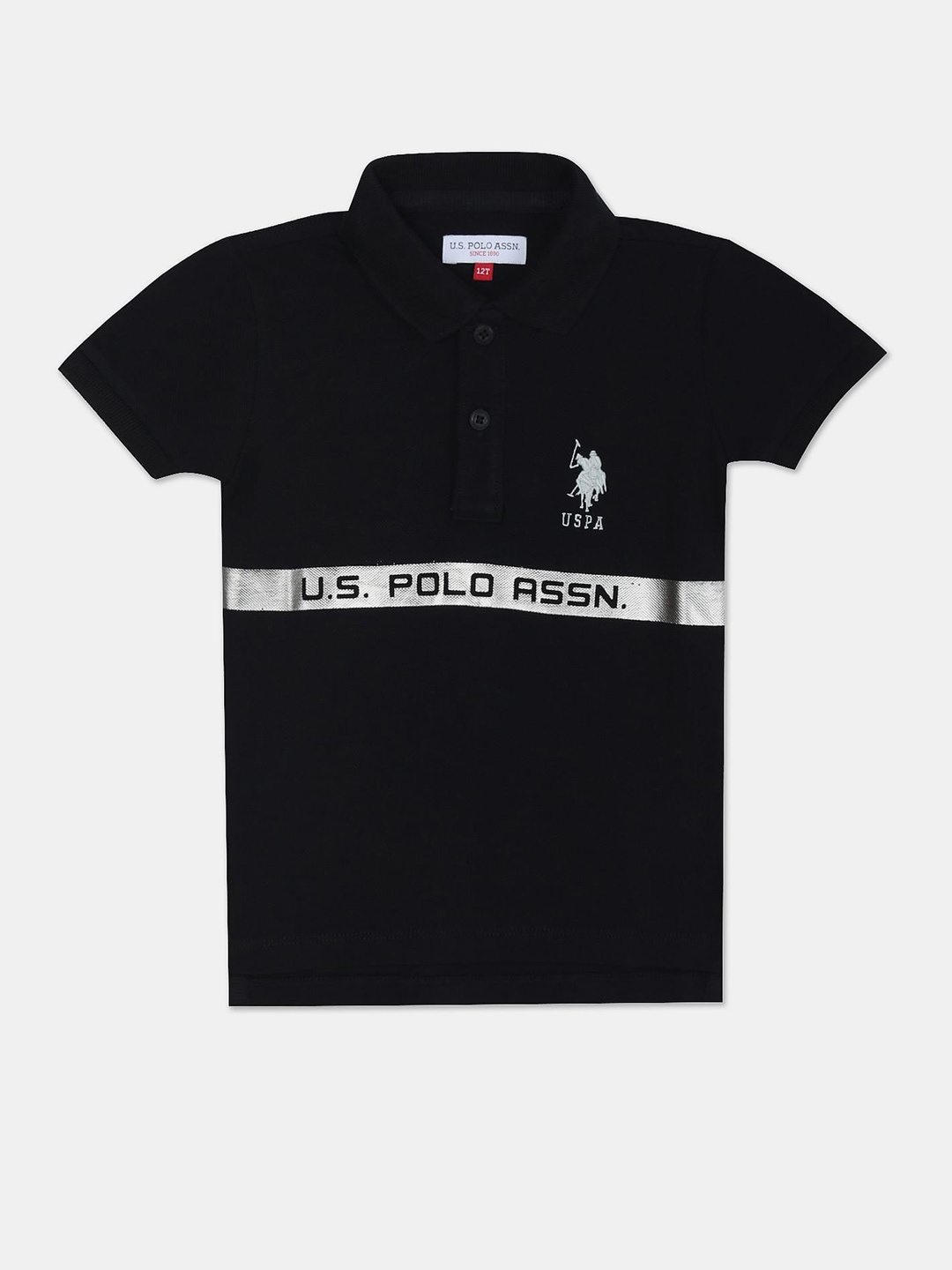 

U.S. Polo Assn. Kids Polo Collar Pure Cotton T-shirt, Black