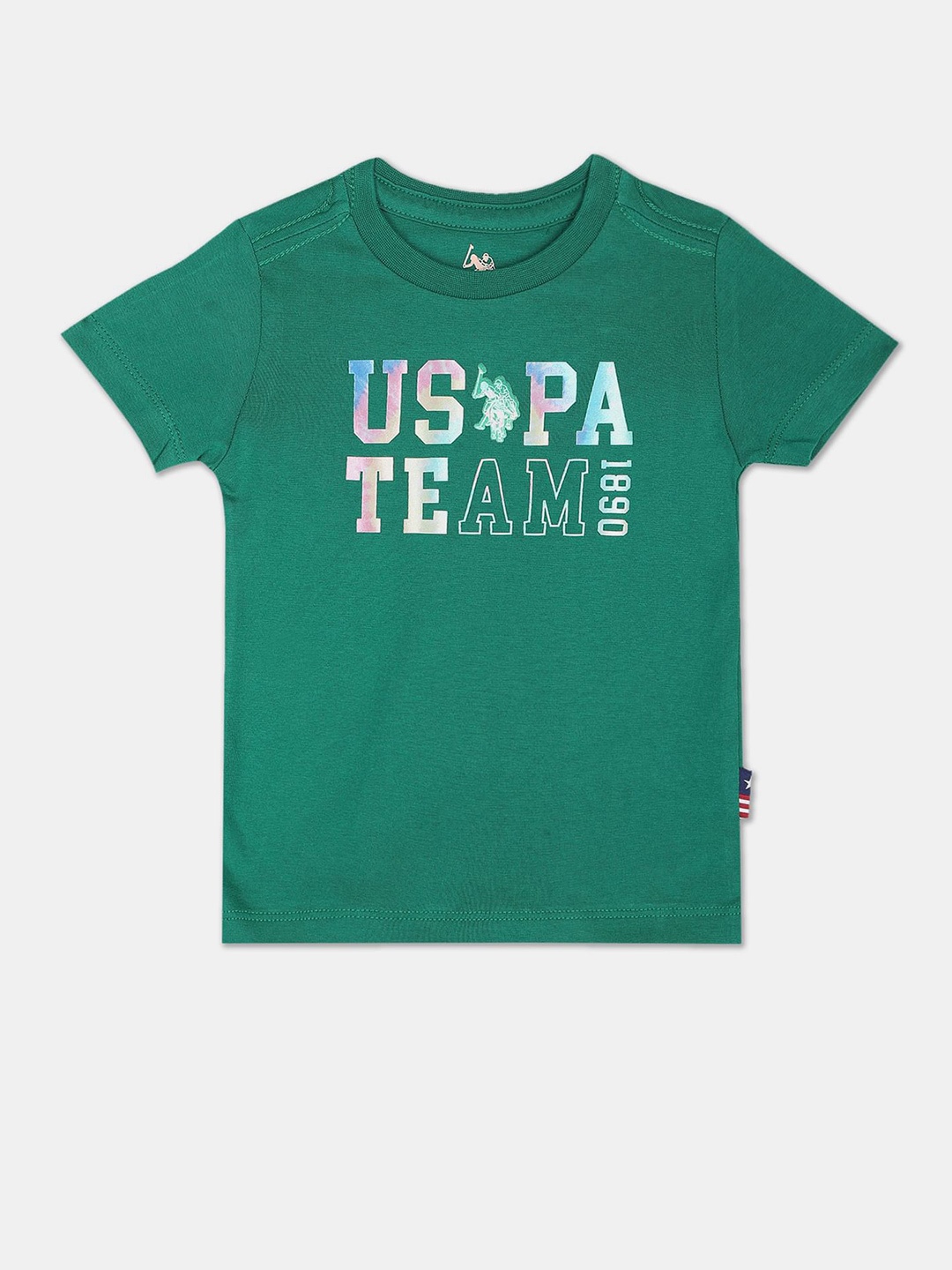 

U.S. Polo Assn. Kids Boys Typography Printed Pure Cotton T-shirt, Green