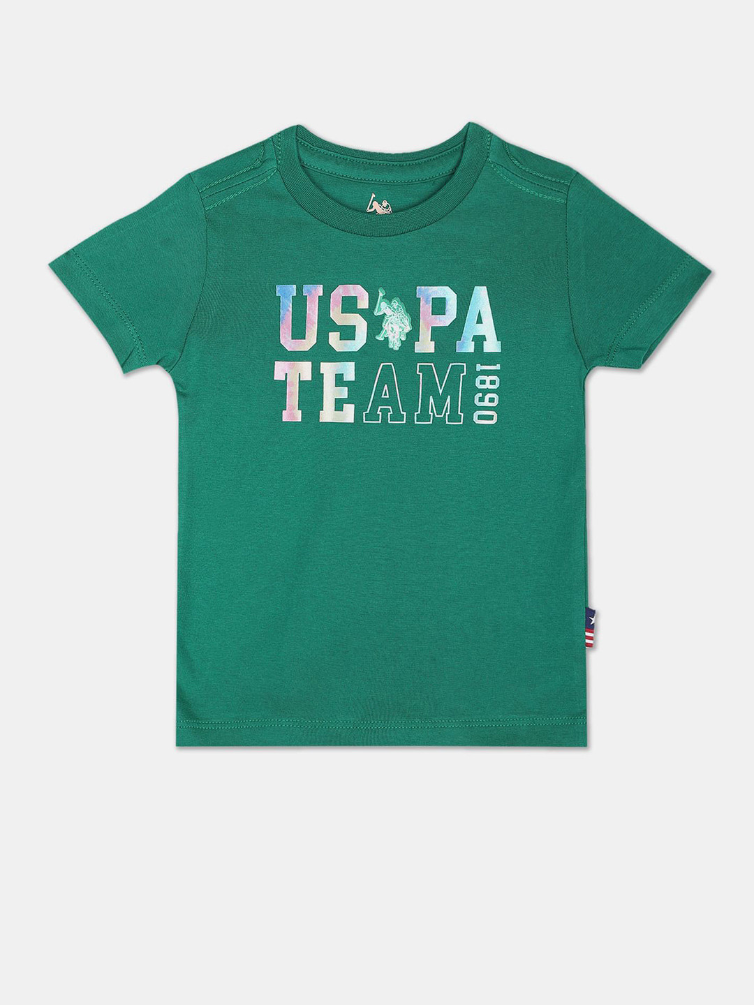 

U.S. Polo Assn. Kids Boys Typography Printed Pure Cotton T-shirt, Green