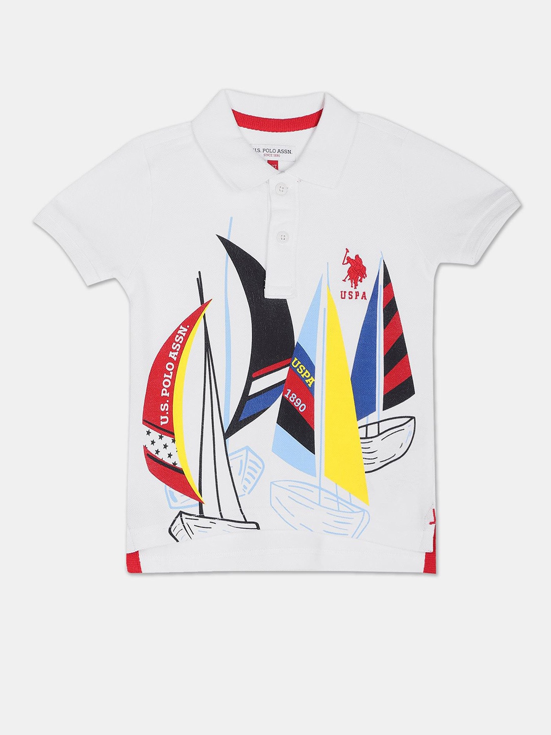 

U.S. Polo Assn. Kids Boys Printed Polo Collar Cotton T-shirt, White