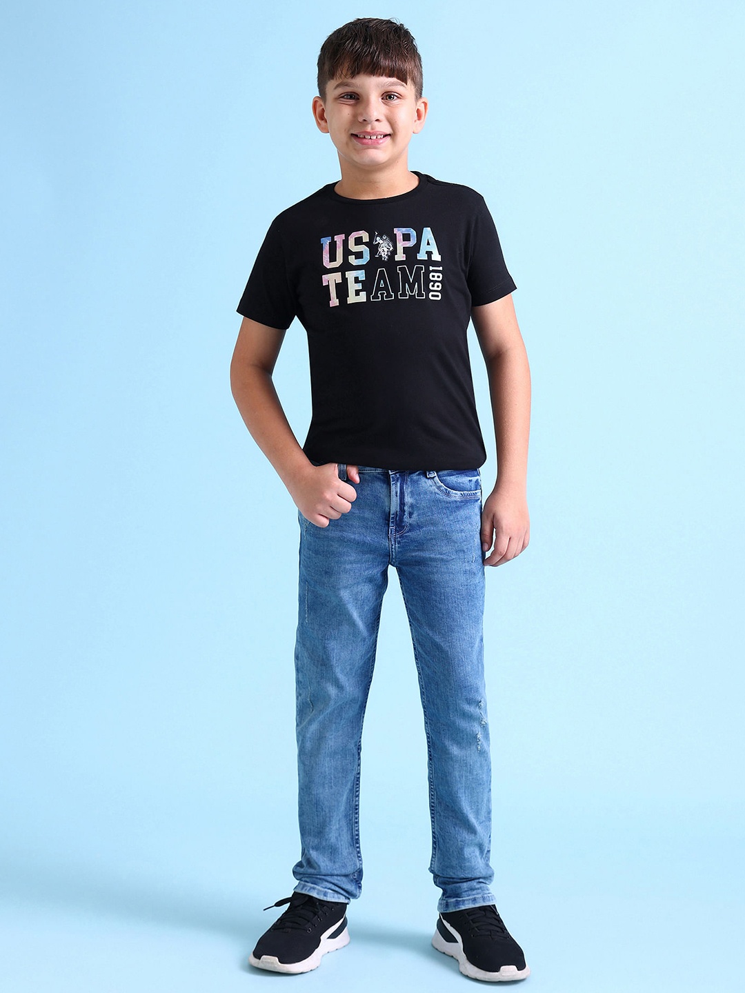 

U.S. Polo Assn. Kids Boys Typography Printed Cotton T-shirt, Black